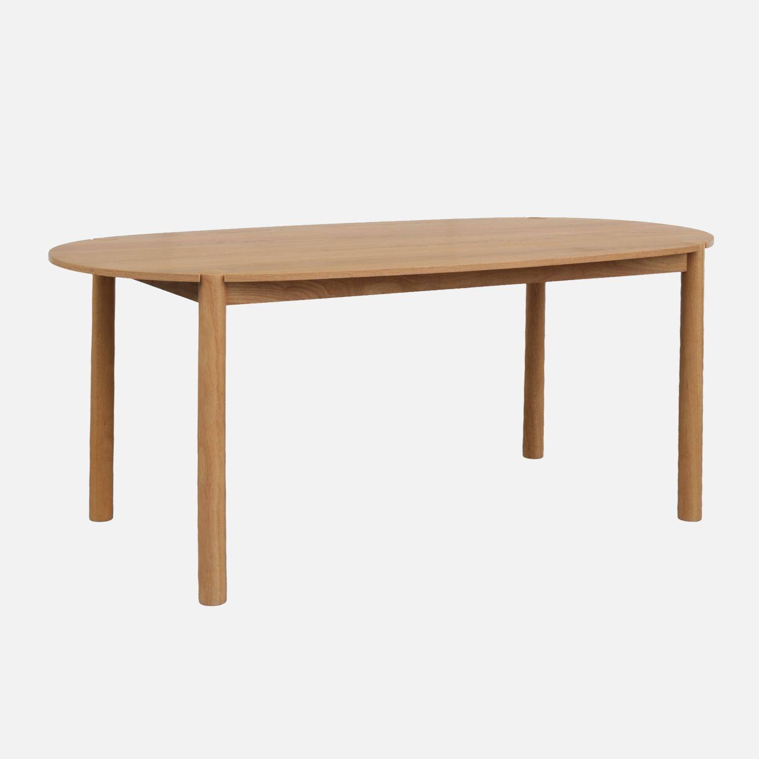 Constance - Mesa de comedor ovalada de madera de hevea, 6 plazas