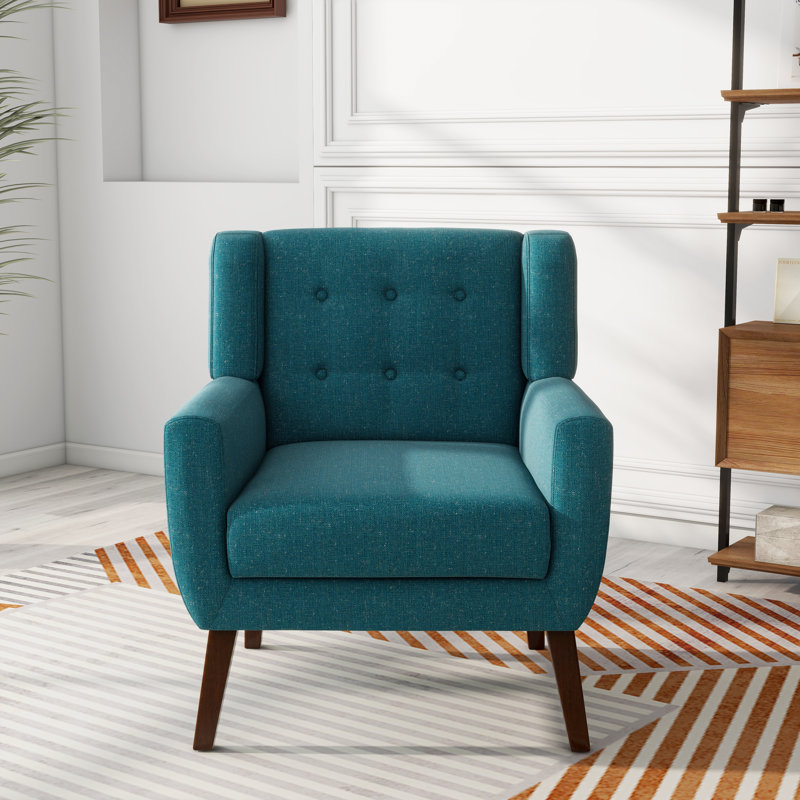 WAYFAIR George Oliver Jaqueze Light Blue Linen Blend