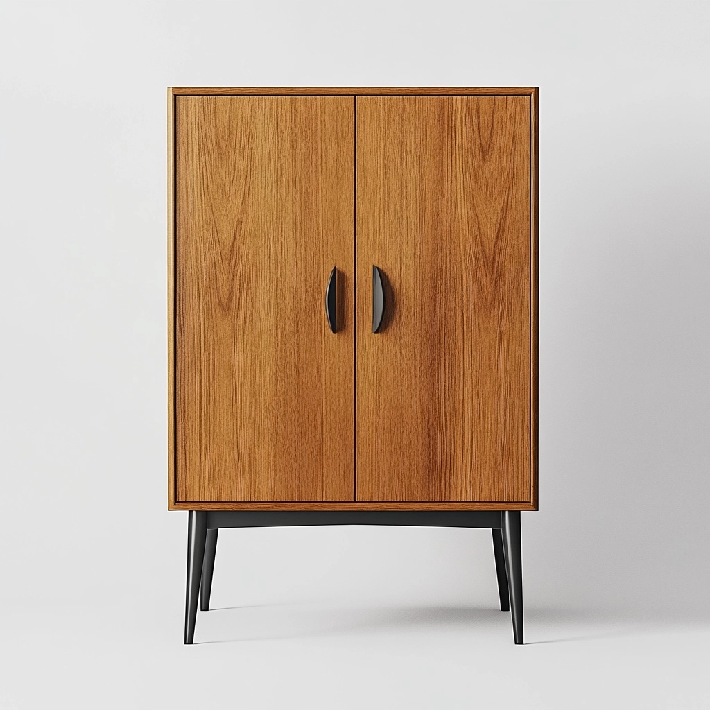 Armario bajo de madera para salón acabado nogal con puertas dobles ideal para almacenamiento moderno 80x40x120 cm ZX6129721