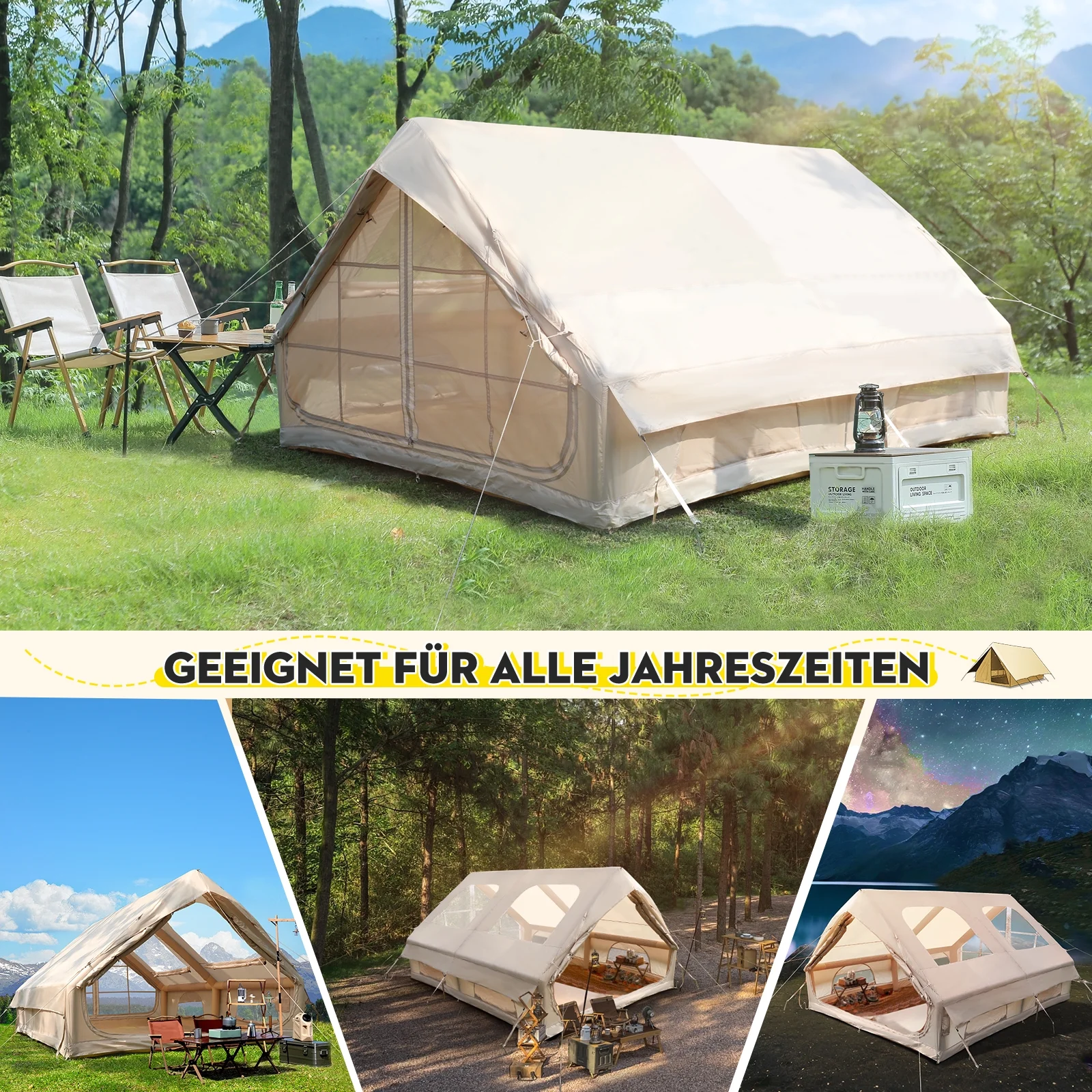Gaonala 4-6 Person Inflatable Camping Tent with Pump Quick Setup 4-Season Family Tent Waterproof Windproof 420D Oxford Fabric - Image 15