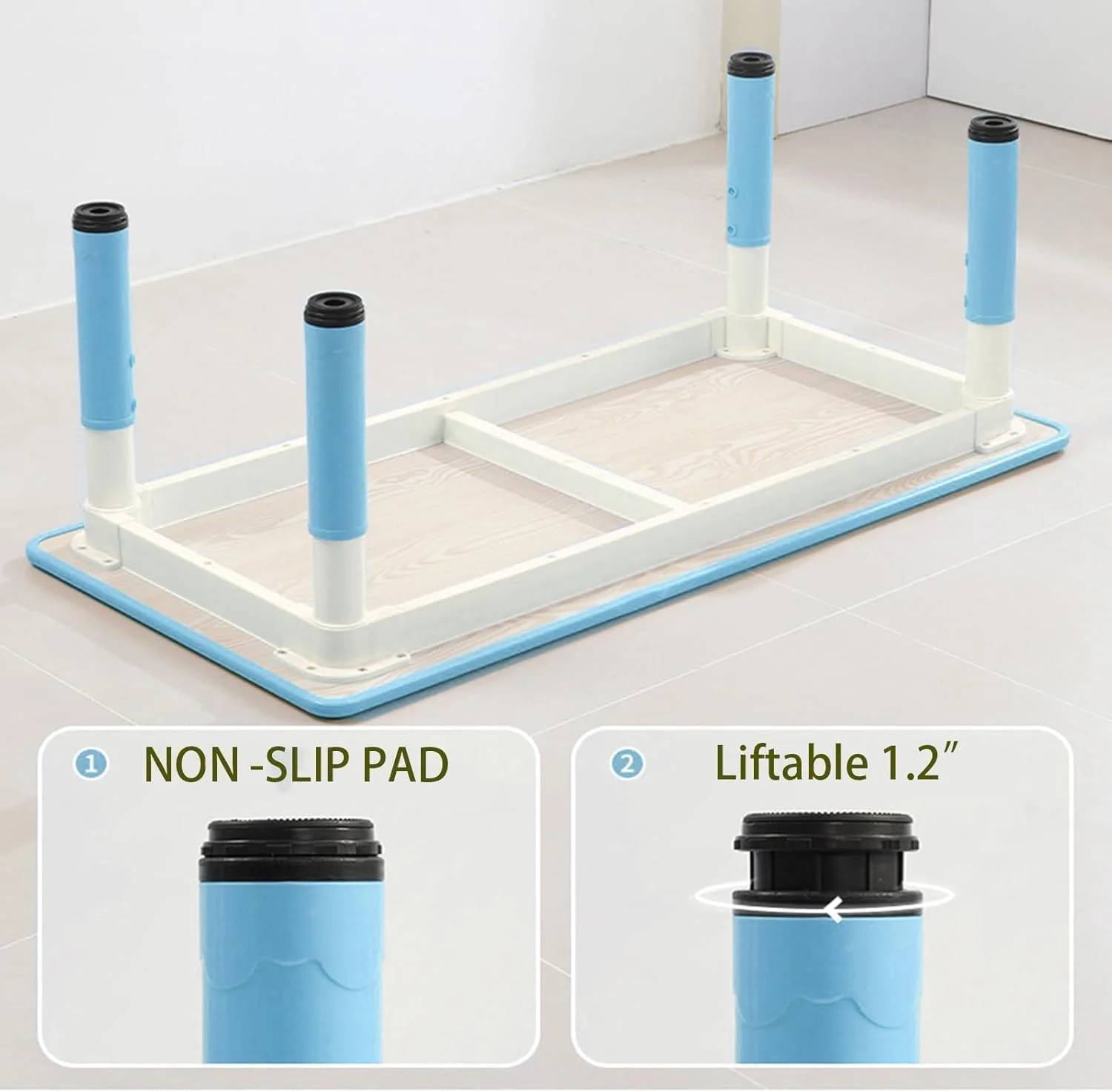 TROPOW Kids Table and Chairs,Height Adjustable Toddler Table and 6 Chair,Multi-Activity Table with Graffiti Desktop Non-Slip Legs for Ages 2-10,Children Activity Table for Daycare,Classroom,Blue - Image 4
