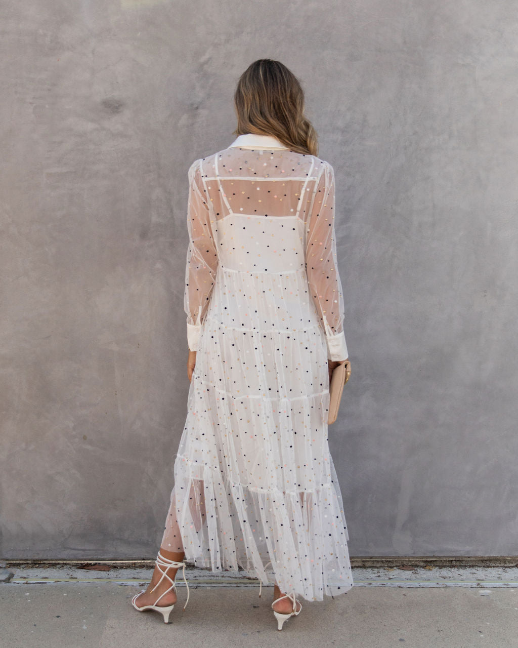 Joaquin Embroidered Mesh Tiered Maxi Dress - White - FINAL SALE - Se7enfashion