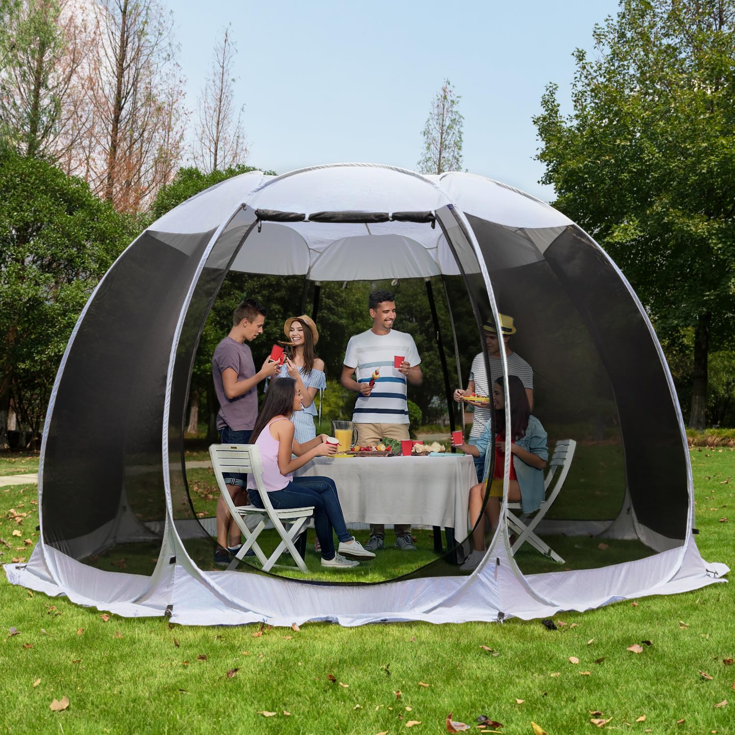 Screen gazebo sleeps 6-10-15 people Igloo-style canopy tent mosquito net on the sides Perfect