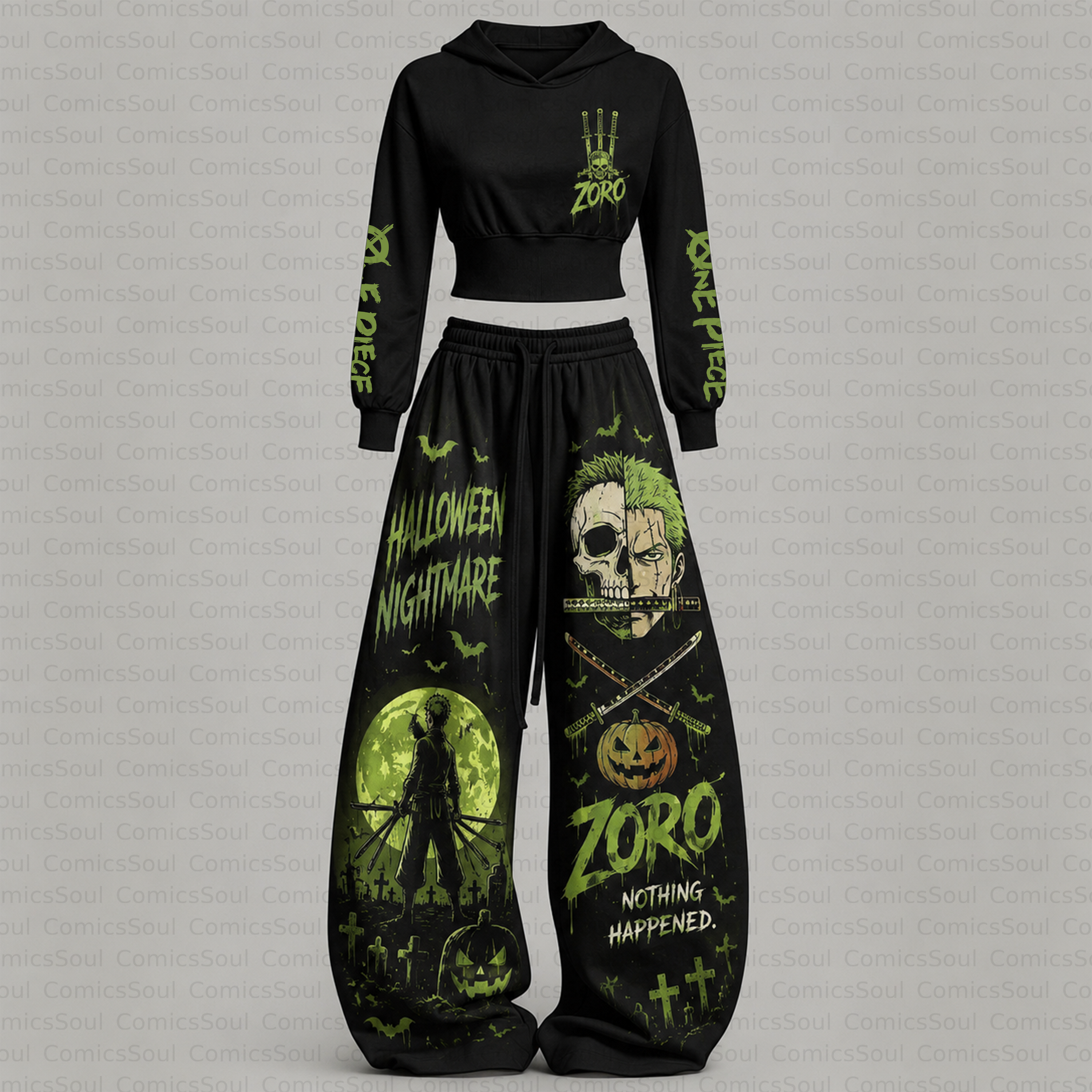 One Piece Halloween Theme Hoodie & Pants Two Piece Tracksuit Set 3051006 TeeThreads Sustain the Scene with Custom Apparel