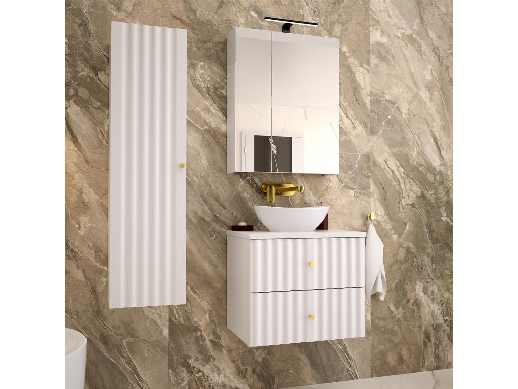 Conjunto de muebles con lavabo individual 60cm y columna Izae Blanco