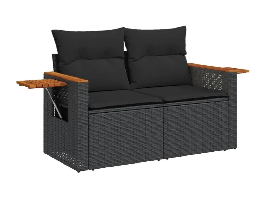 Set de sofás de jardín 7 piezas con cojines ratán PE gris KPXQ59140