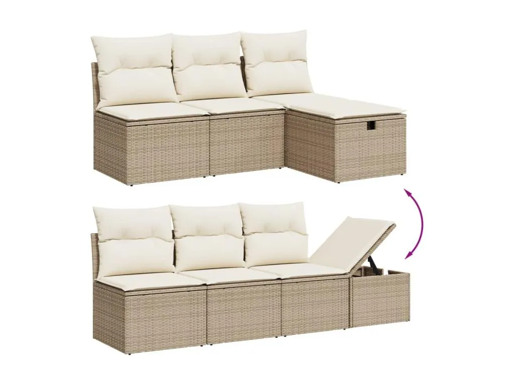 Set sofás de jardín 7 piezas y cojines ratán sintético beige 56226tstg