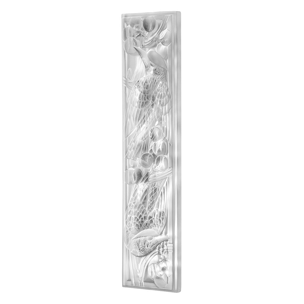 PANNEAU DÉCORATIF MERLES ET RAISINS - CRISTAL INCOLORE, PETIT MODÈLE, CÔTÉ DROIT