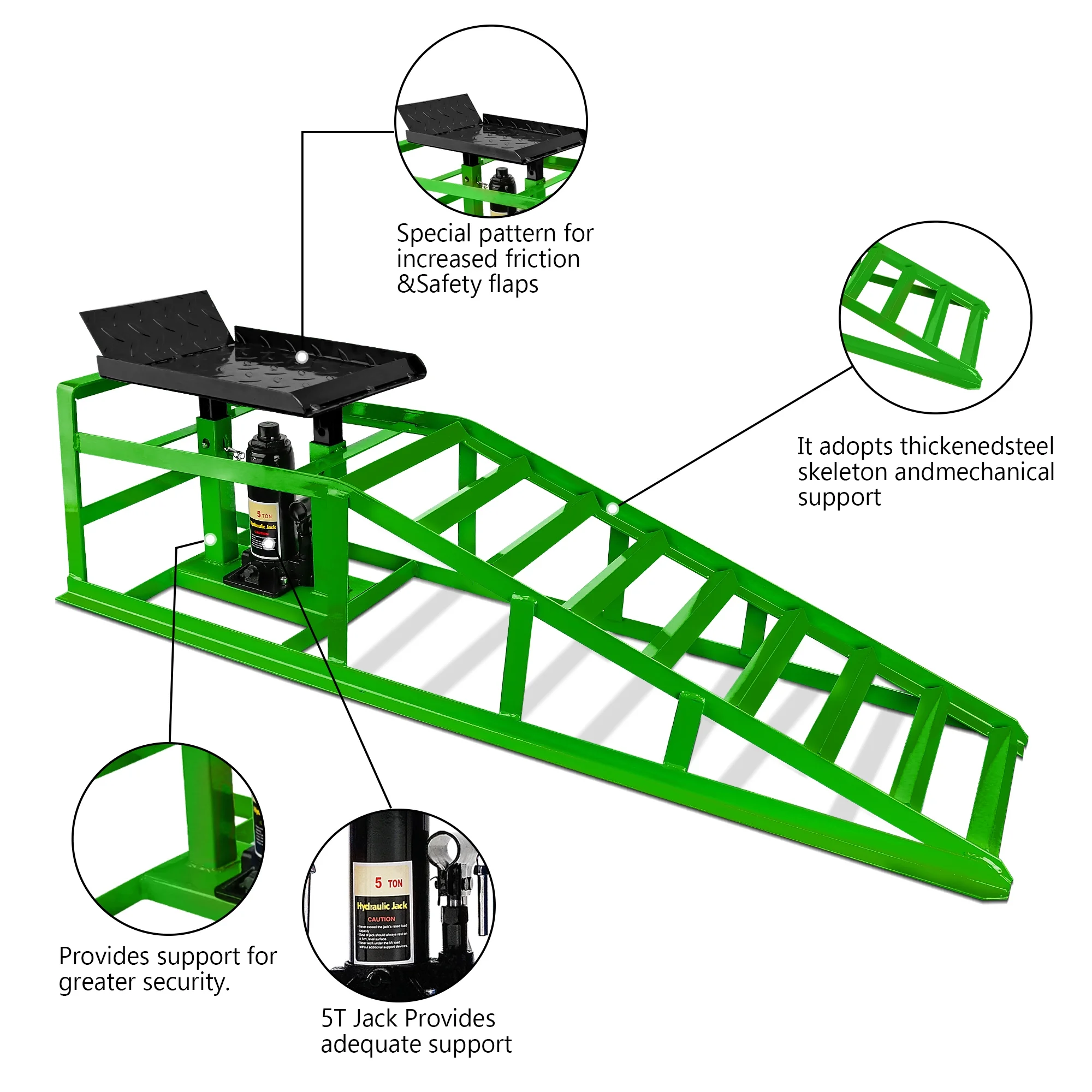 Lafati 2-Pack Hydraulic Car Ramps: Heavy-Duty Vehicle Ramps with 5T / 10000lbs Jack Load Capacity, Portable Design for Effortless Oil Changes and Car Lifts - Image 25