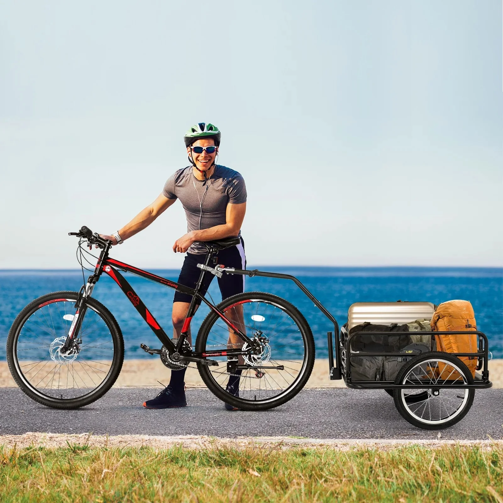 Ktaxon Two-Wheel Bicycle Cargo Trailer, Black, 16 in Inflatable Wheels - Image 4 Ktaxon Two-Wheel Bicycle Cargo Trailer, Black, 16 in Inflatable Wheels - Image 4