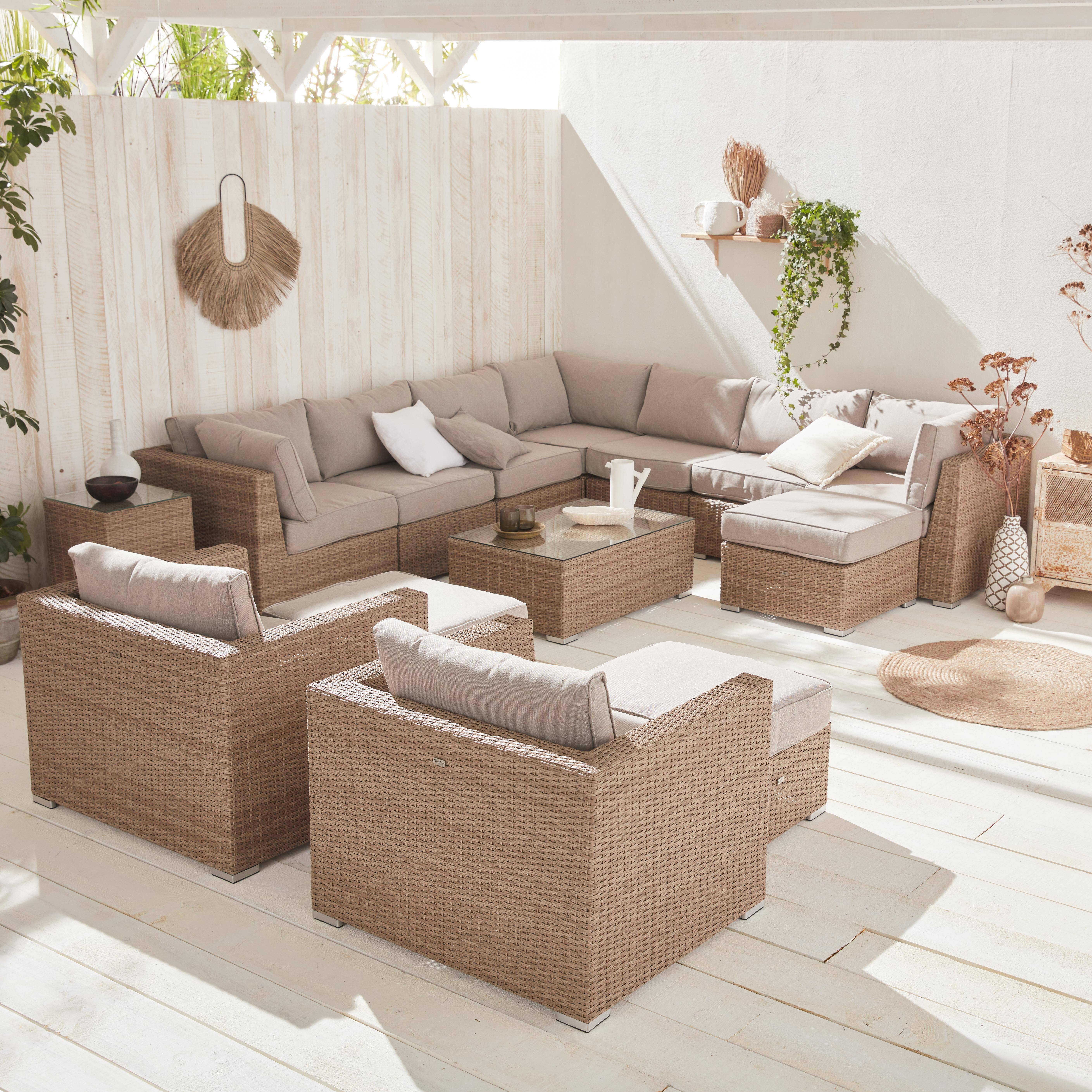 Verona - Conjunto de jardín de resina tejida, 12 a 14 plazas