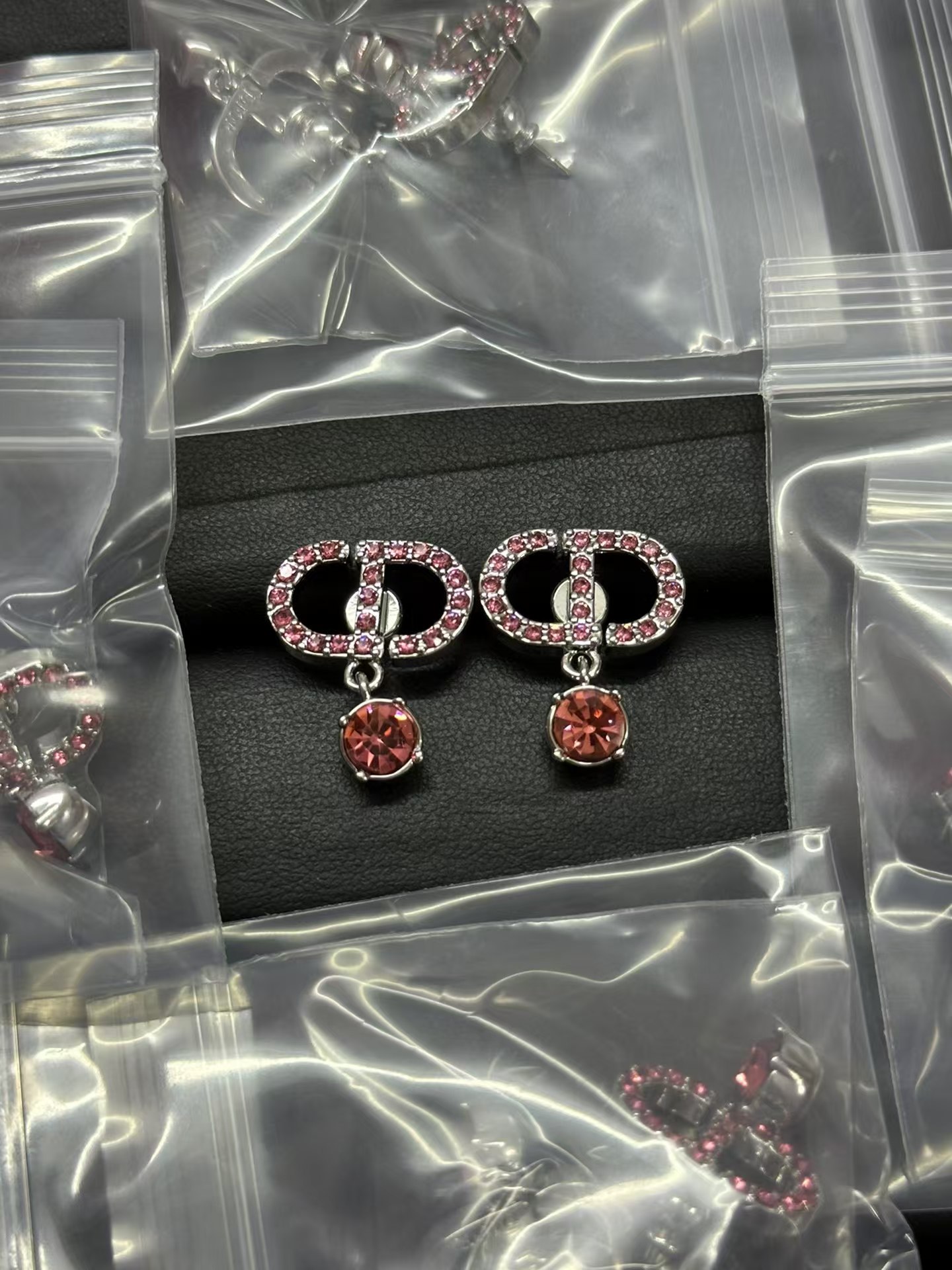 Dior Diamond Paved CD Stud Earrings - Original Replica Club