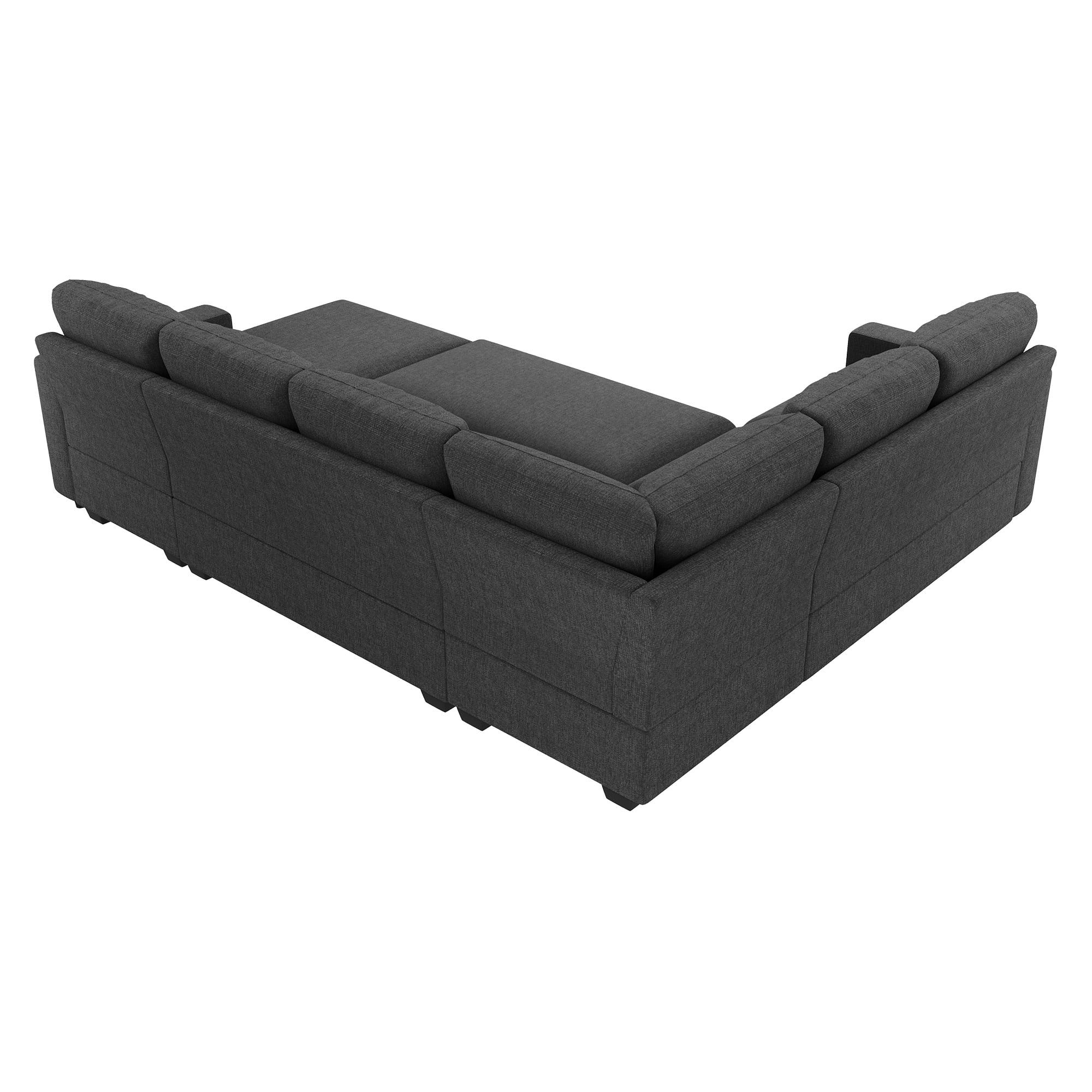 HONBAY Modular Sectional Pull-Out Sofa Bed with Storage Velvet U-Shaped Convertible Sleeper Sofa for Living Room, Blue - Image 51