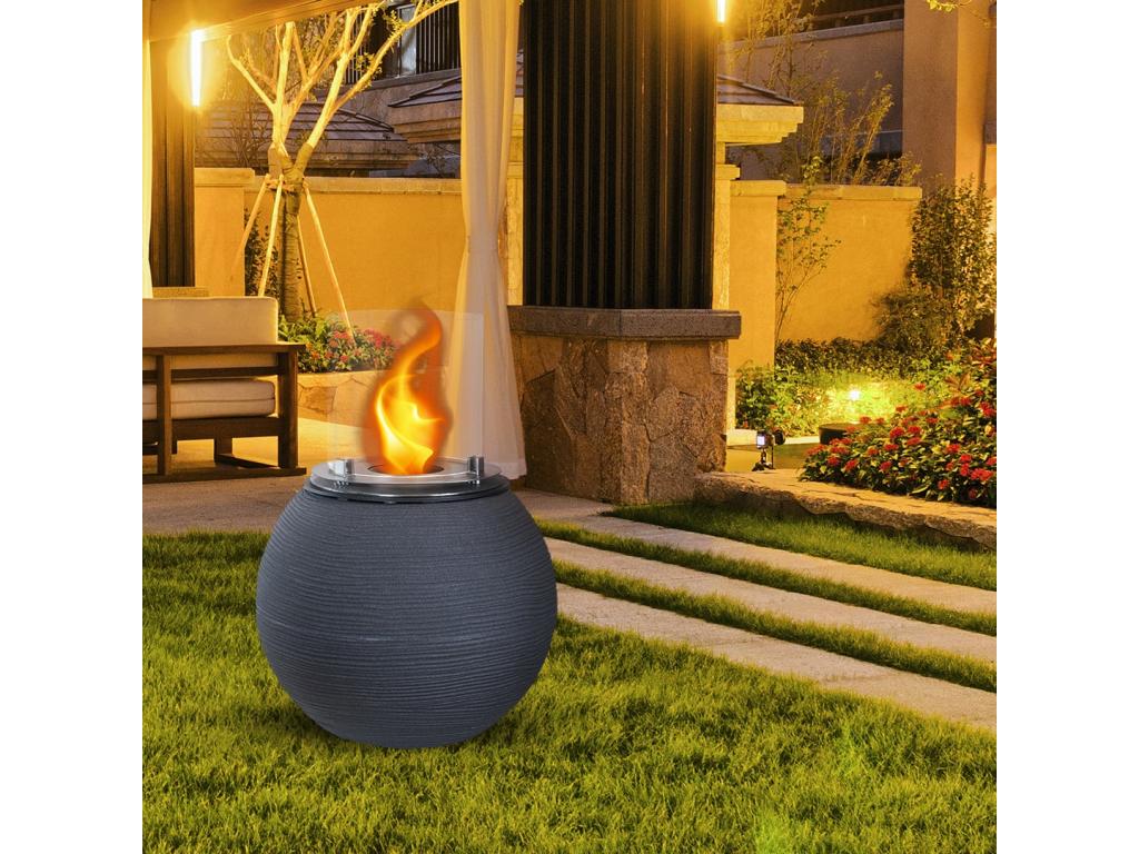 Chimenea de bioetanol brasero de jardín para interior y Hogarmagic xterior BOTTICELLI Hierro fundido gris d.40 x h54