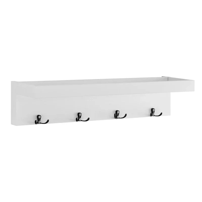 Danya B. Wall-Mounted Coat Rack with Decorative Ledge Shelf and Hooks for Entryway