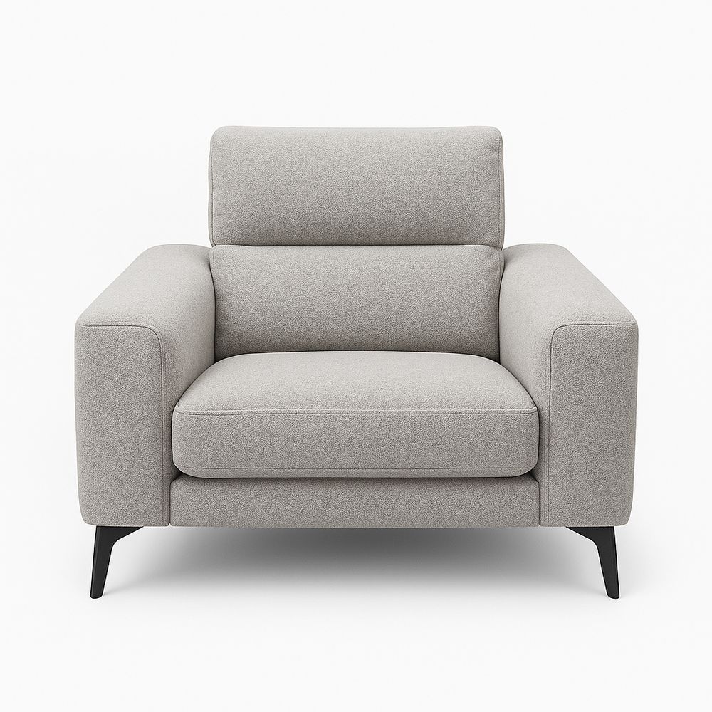 Sofá moderno de una plaza, estilo contemporáneo, tapizado en tejido suave, estructura de madera resistente, ideal para salones y oficinas