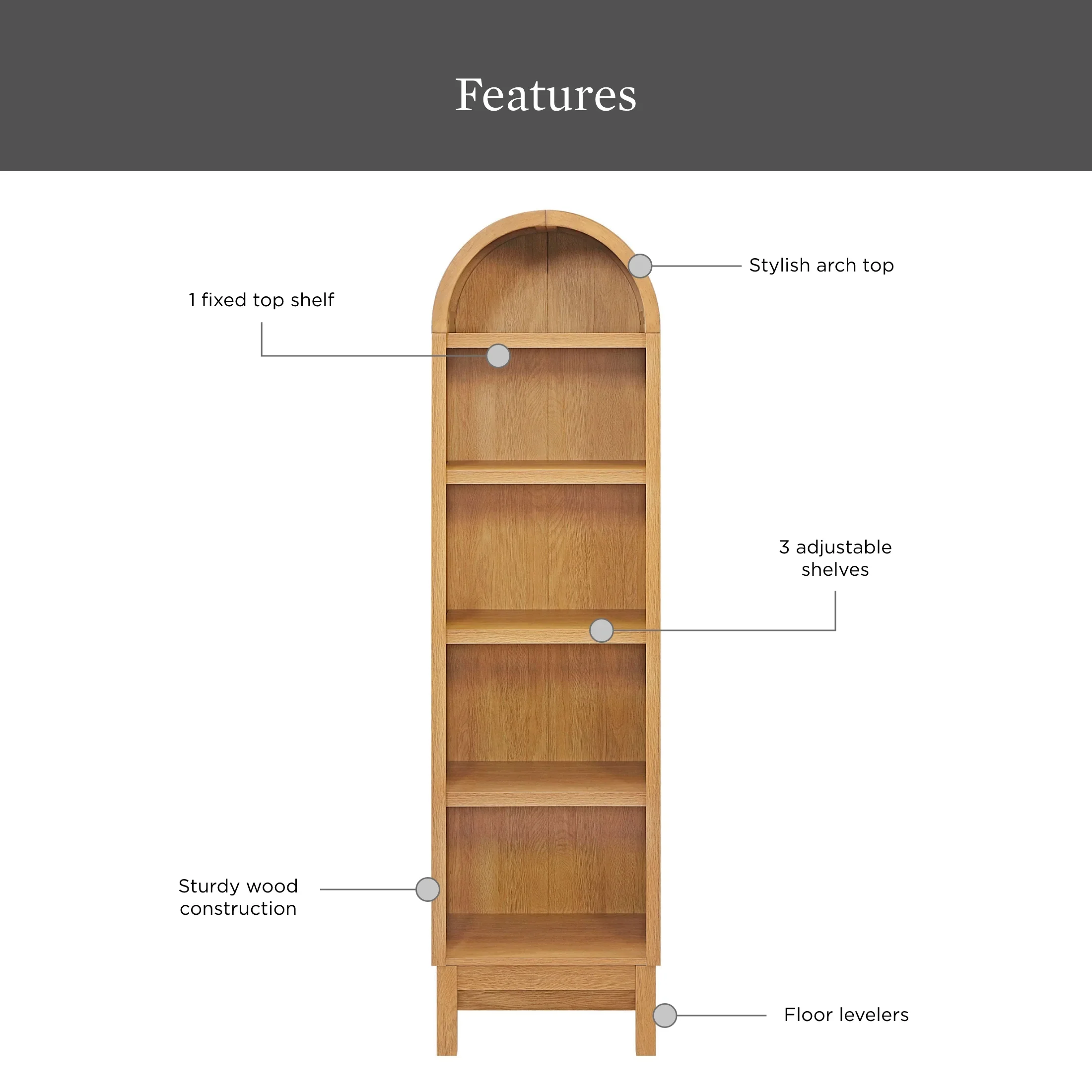 Better Homes & Gardens Juliet Narrow Arch Bookcase, Deep Green and Light Honey