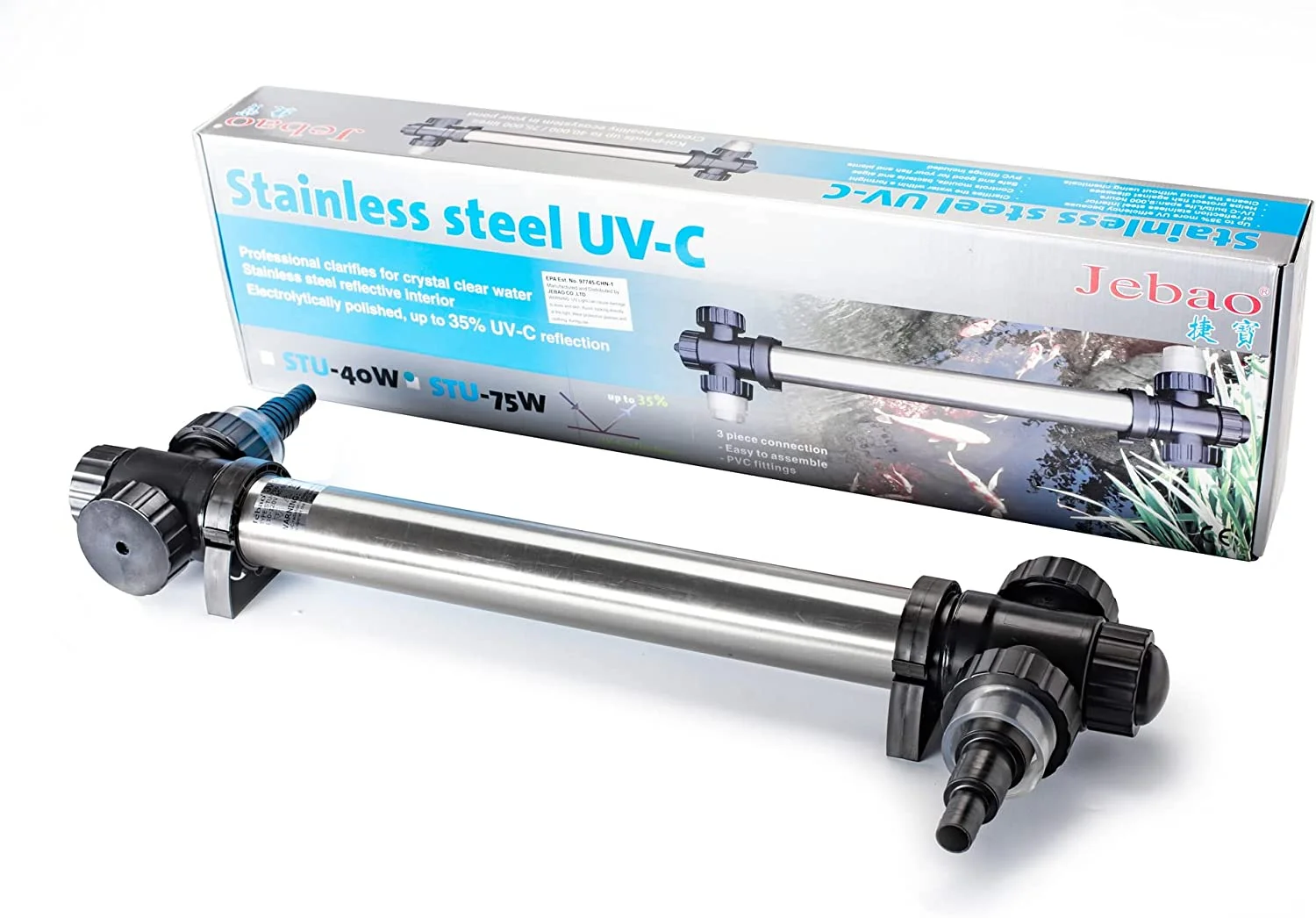 Jebao STU Stainless Steel UVC Clarifier (75-watt) - Image 6