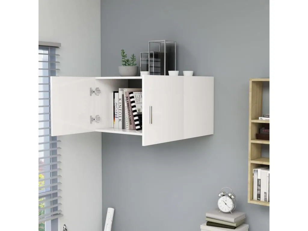 Armario de pared Boverdeco ingeniería gris brillo 80x39x40 cm Blanco