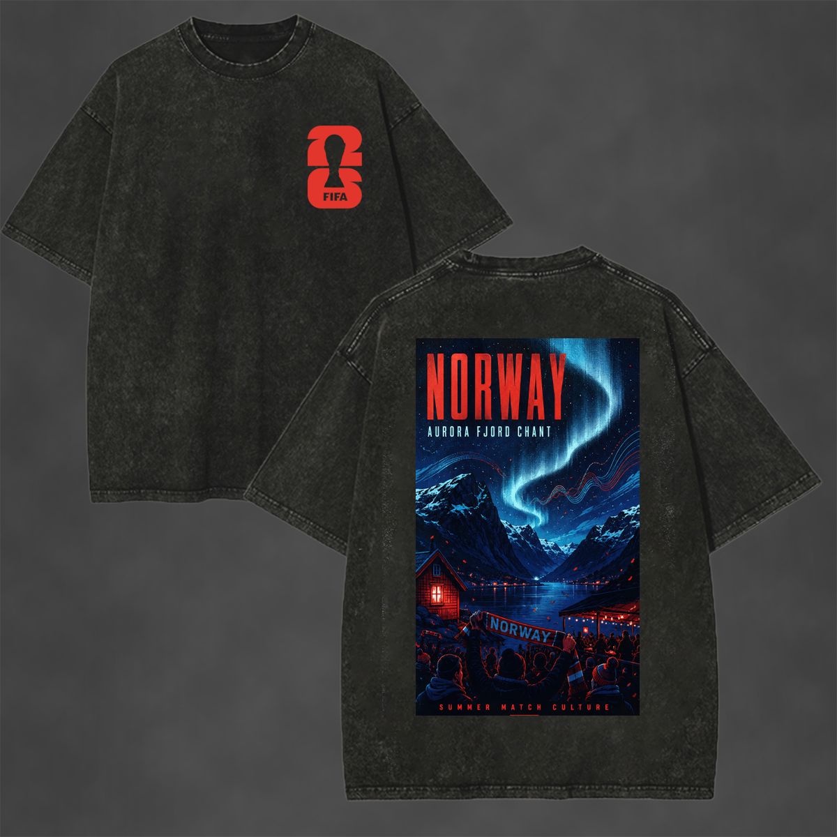 Norway Aurora Fjord Chani Printed Unisex Washed T-Shirt