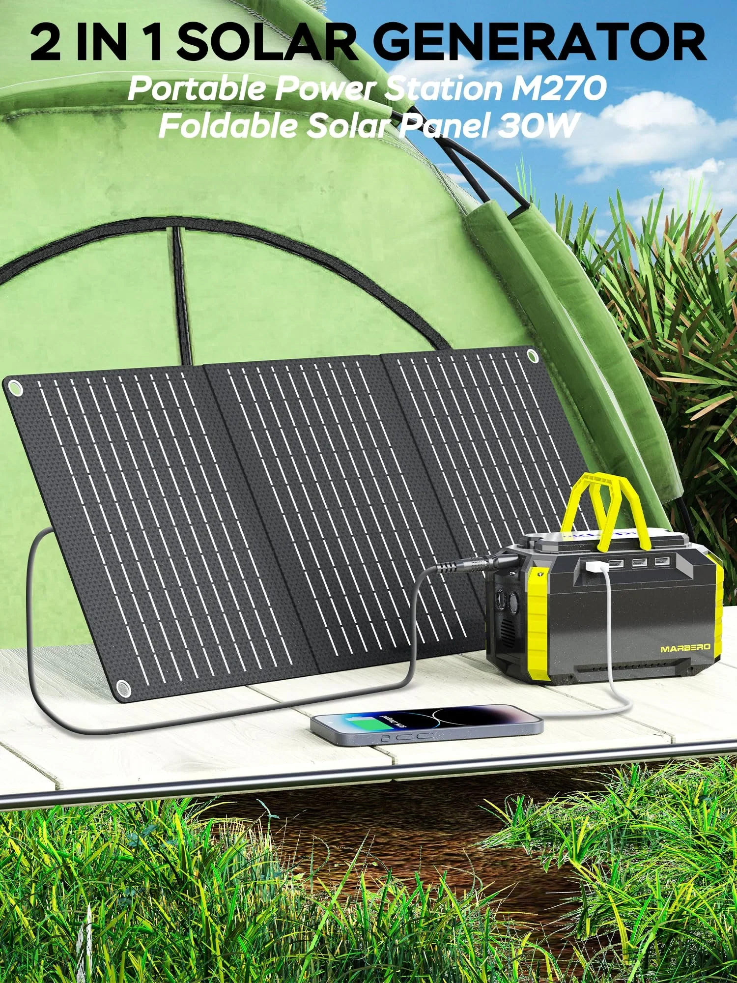 MARBERO 100W Portable Solar Generator with 30W Solar Panel
