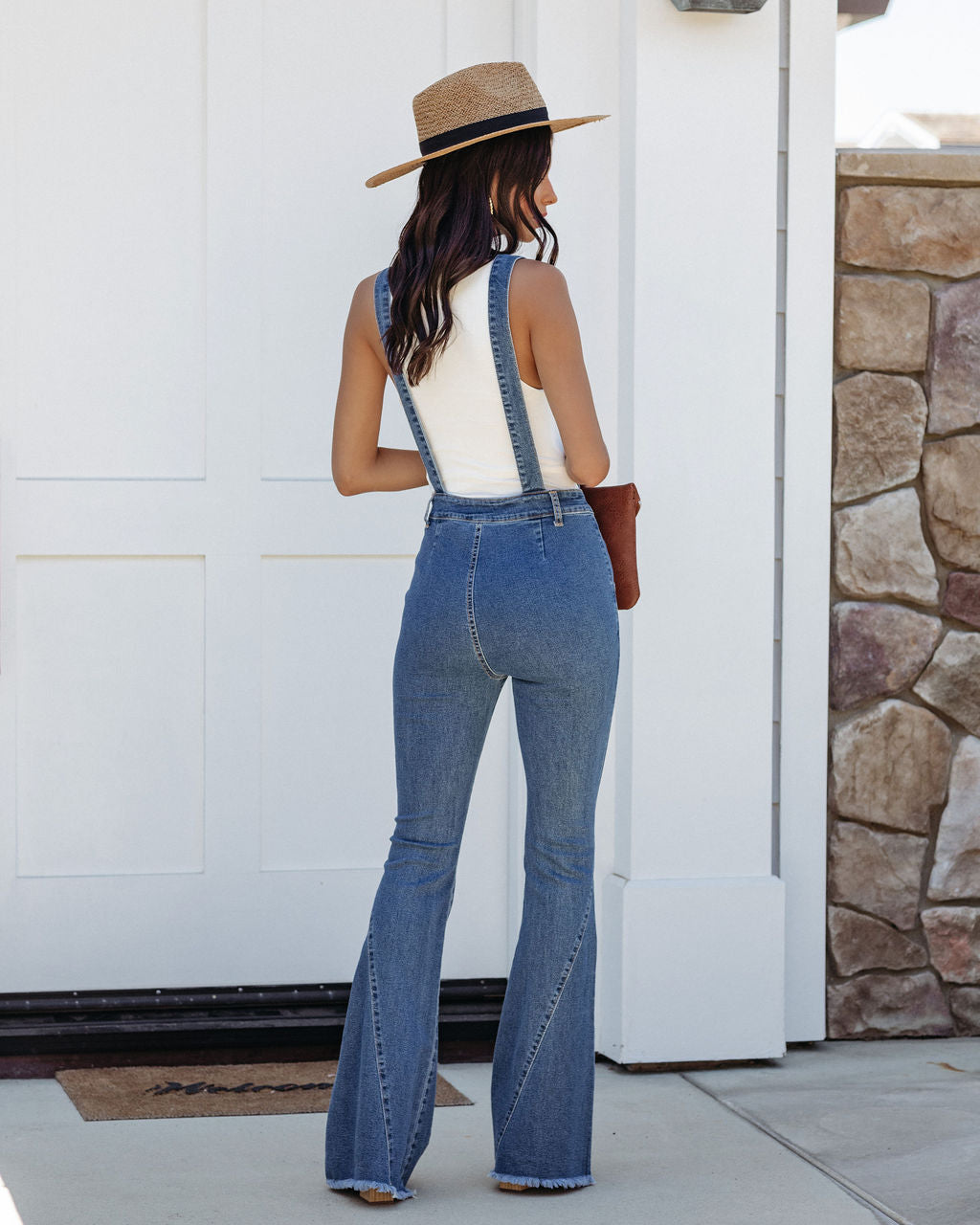 Endsville Bell Bottom Pocketed Overalls - Dark Wash - FINAL SALE - Se7enfashion