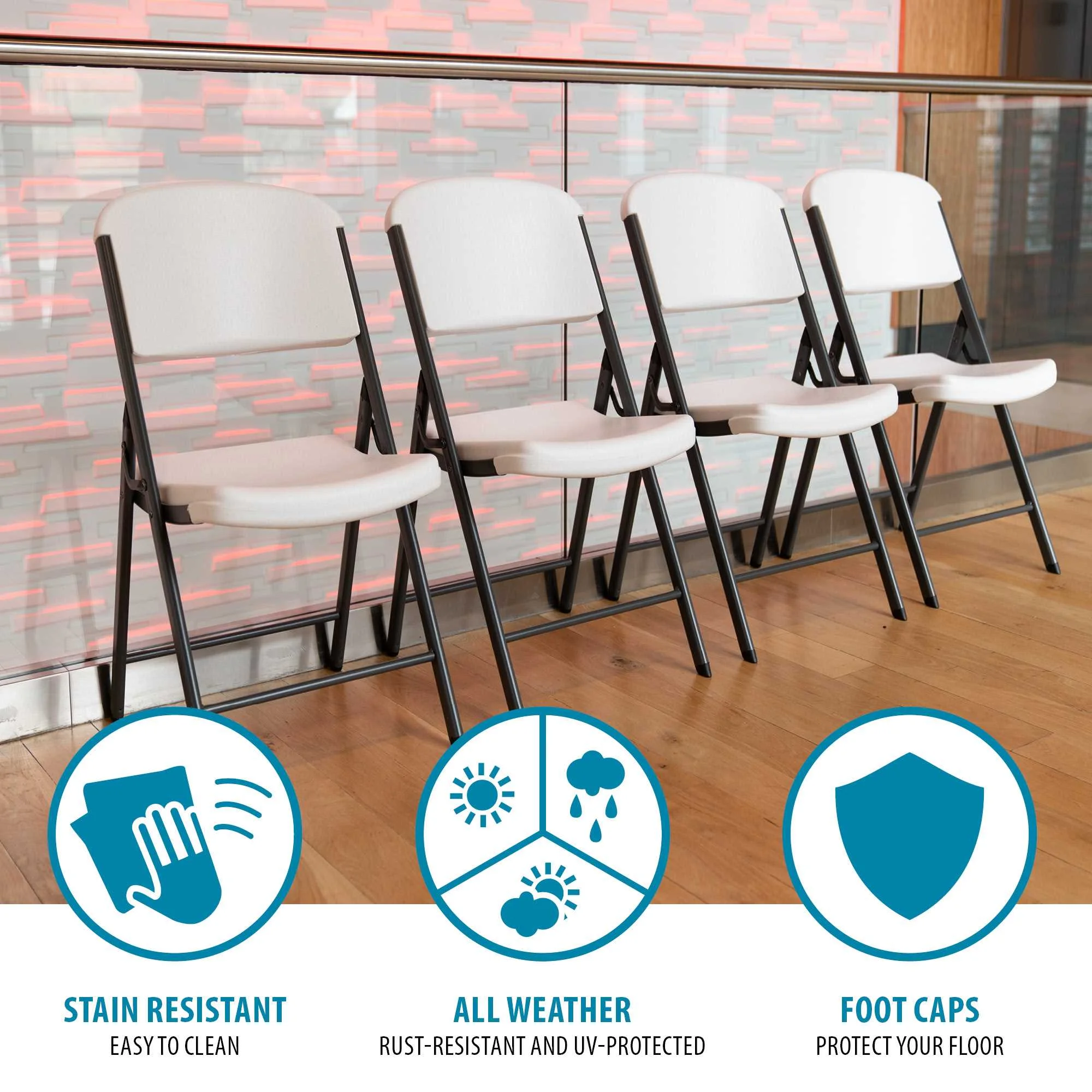 Lifetime Combo Set of (4) 8-Foot Rectangle Folding Tables & (32) Chairs, Indoor/Outdoor Use, White (80147) - Image 9