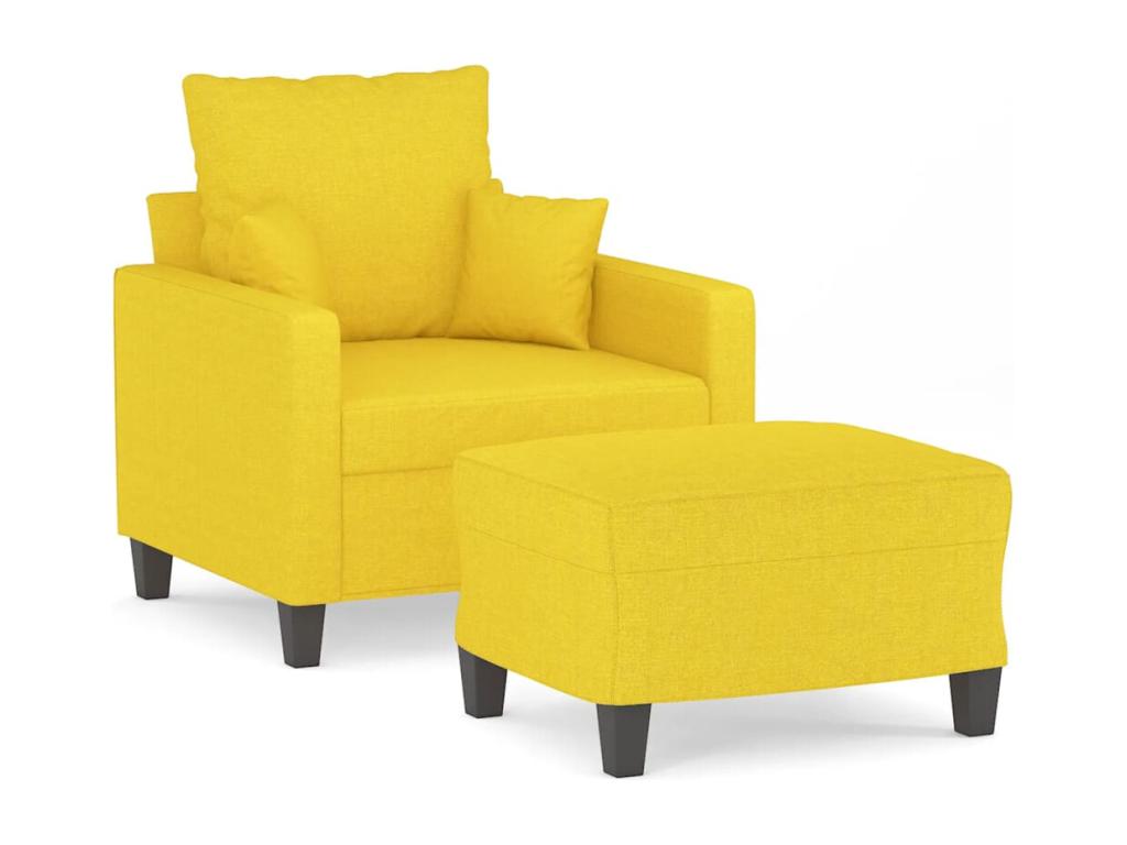 Sillón con taburete tela amarillo claro 60 cm
