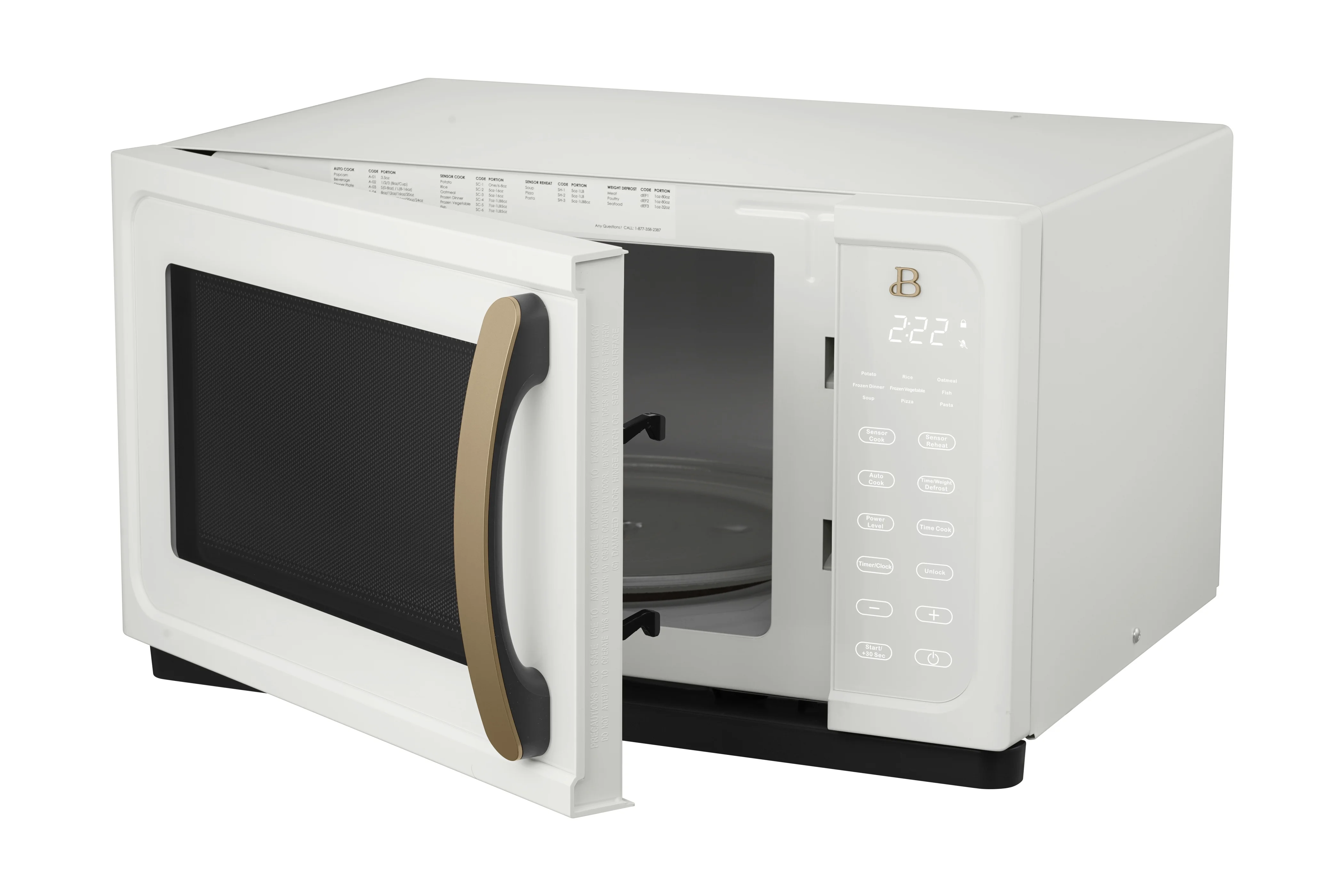 Beautiful 1.1 Cu ft 1000 Watt, Sensor Microwave Oven, White Icing by Drew Barrymore, New - Image 15