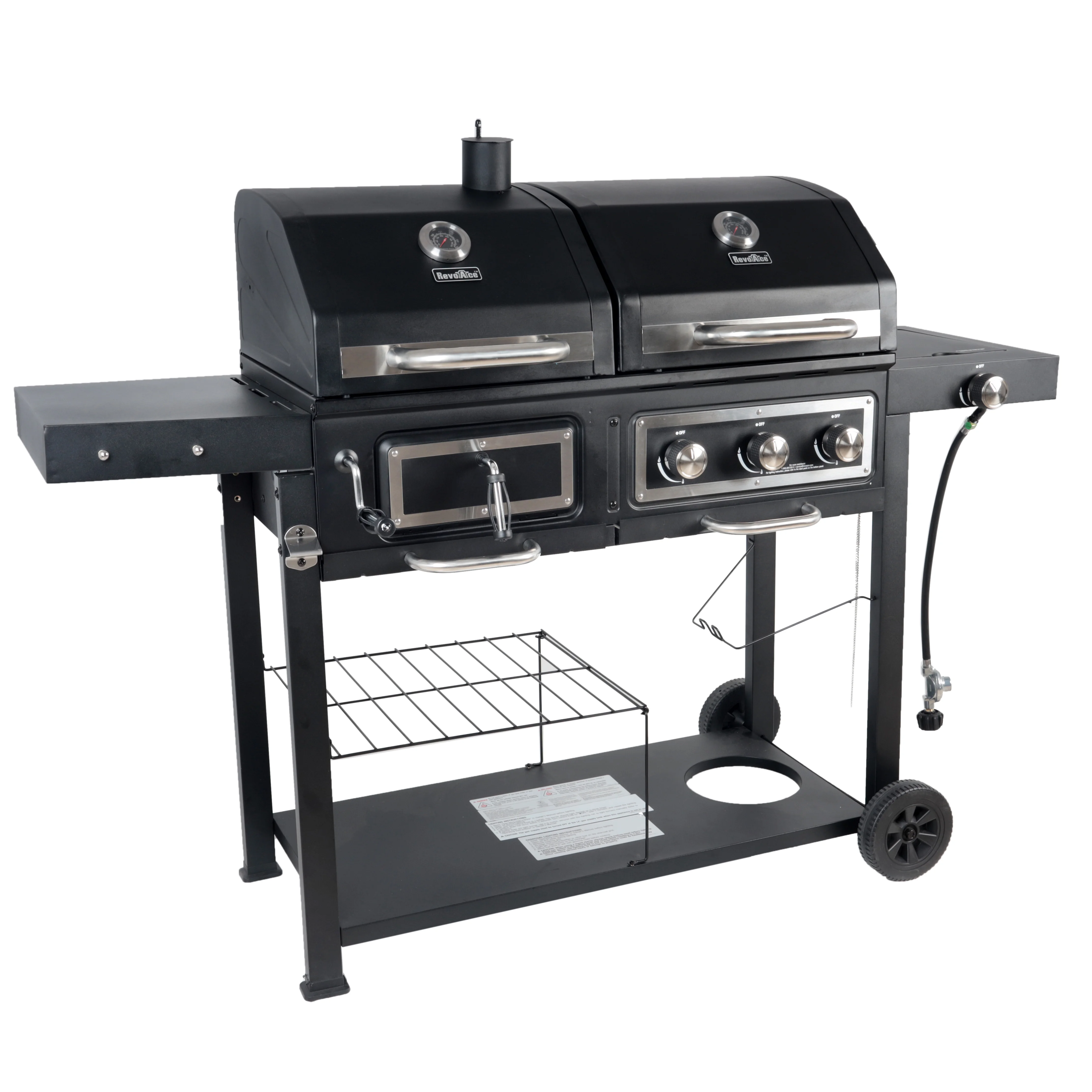 Dual Fuel Gas & Charcoal Combo Grill, Black with Stainless - Image 5