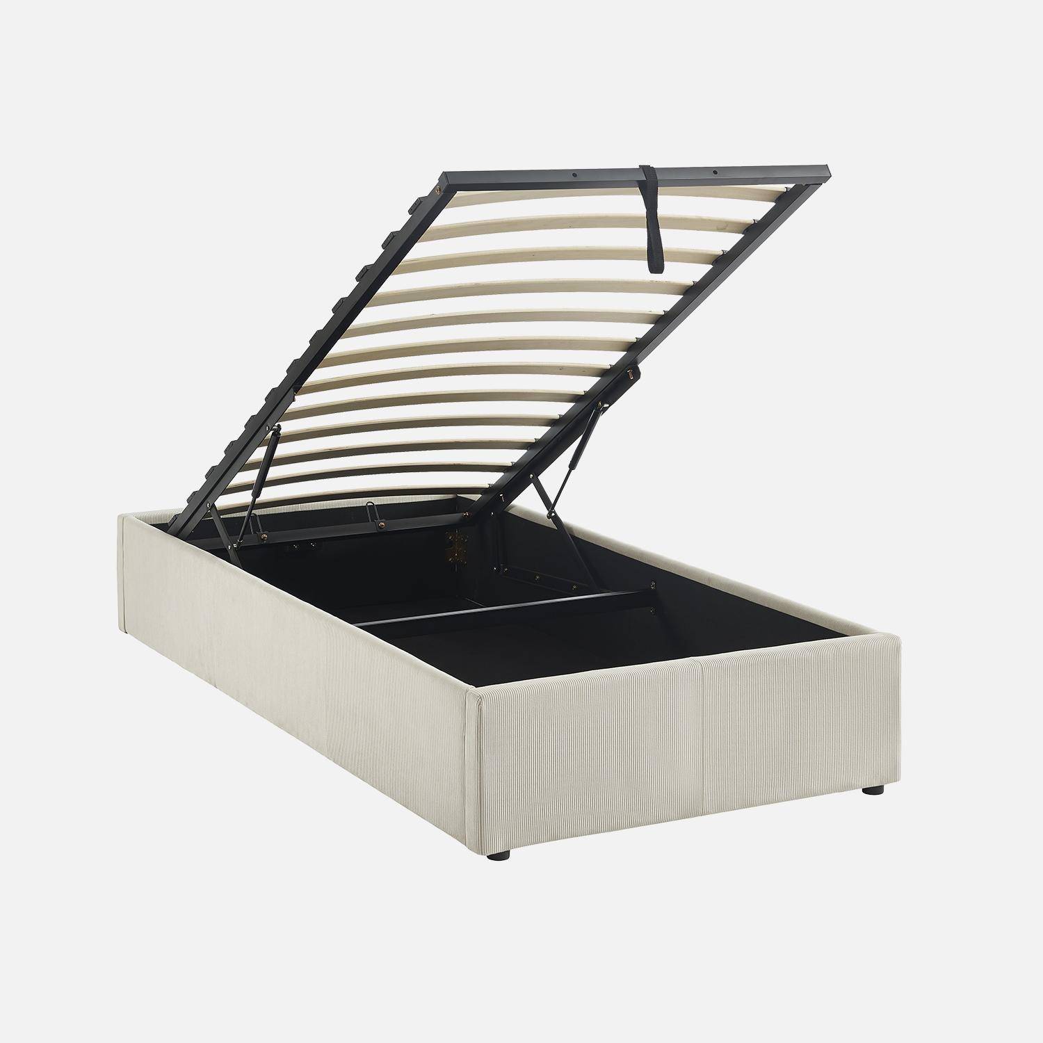 Devon - Cama con somier abatible 90x190cm, acabado en pana fina