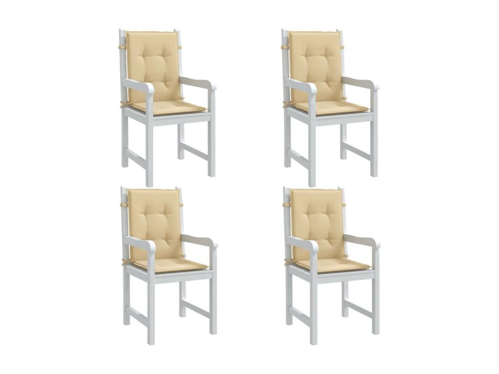 Cojines silla respaldo bajo 4 ud tela beige melange 100x50x4 cm