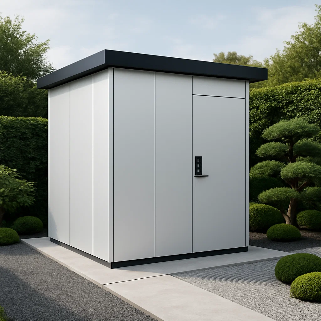 Caseta de Jardín Blanco con Marco Negro Metal Jardín Exterior 220×180×205 cm tJOUMCu208DL