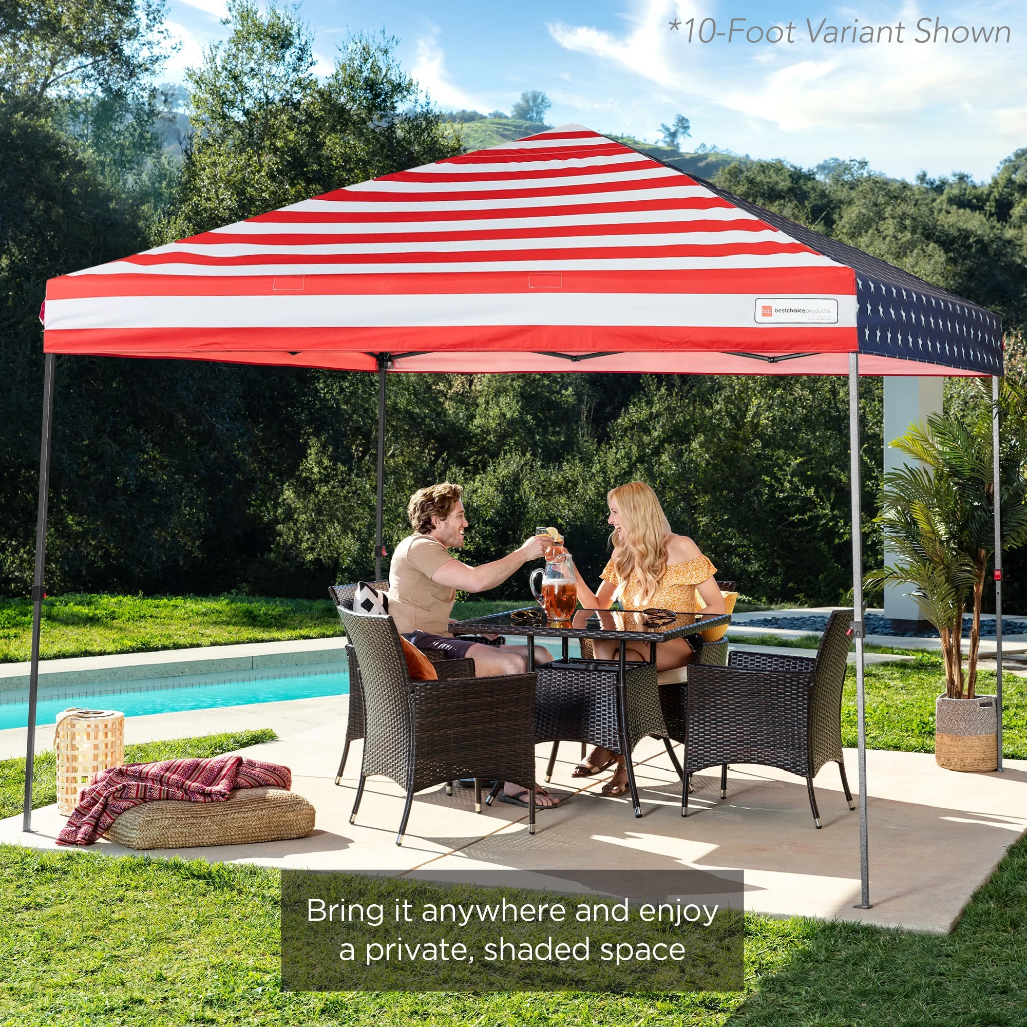Best Choice Products 12x12ft Easy Setup Pop Up Canopy w/ 1-Button Setup, Wheeled Case, 4 Weight Bags - Navy Blue - Image 155
