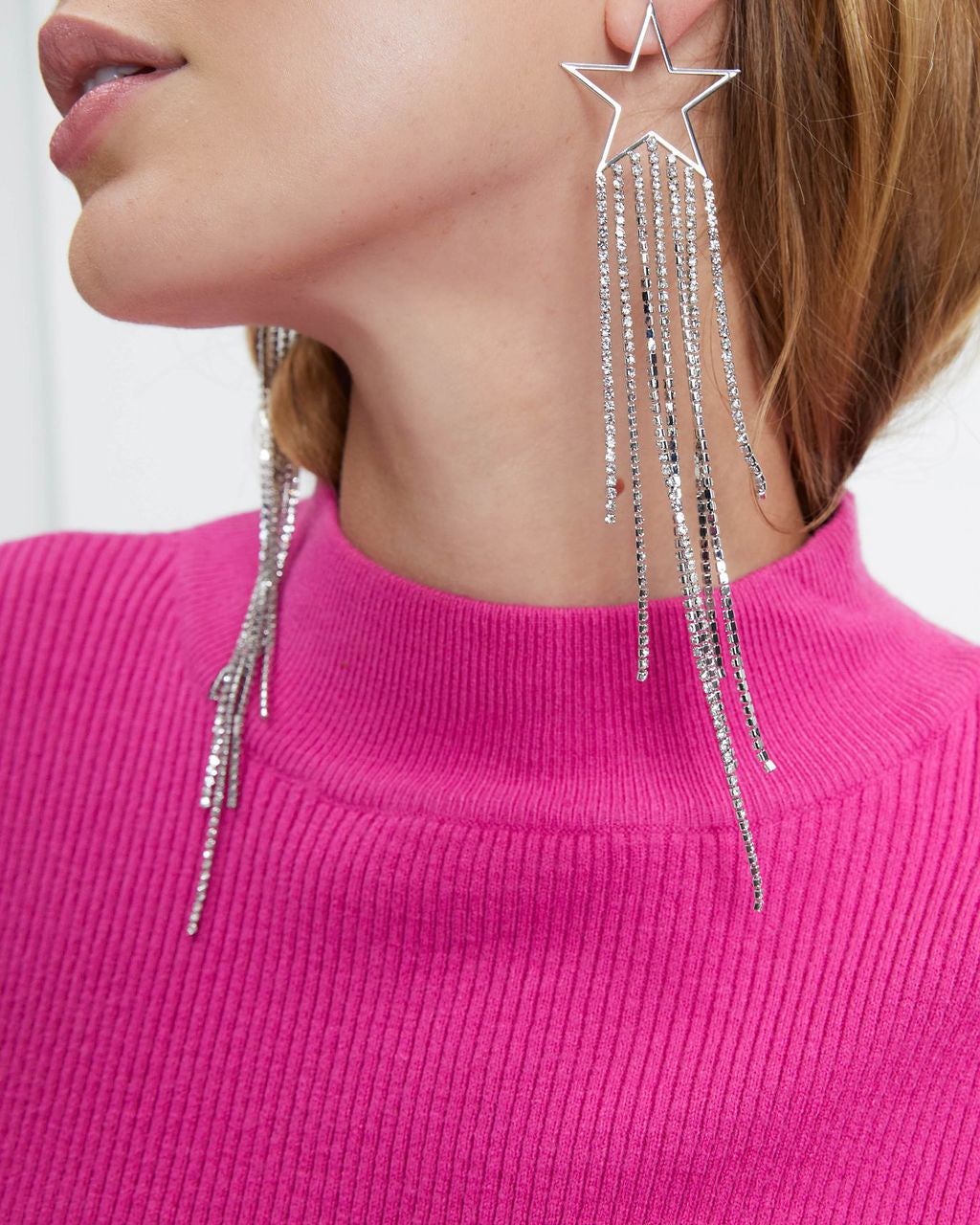 Cosmic Drop Fringe Earrings - Silver - Se7enfashion