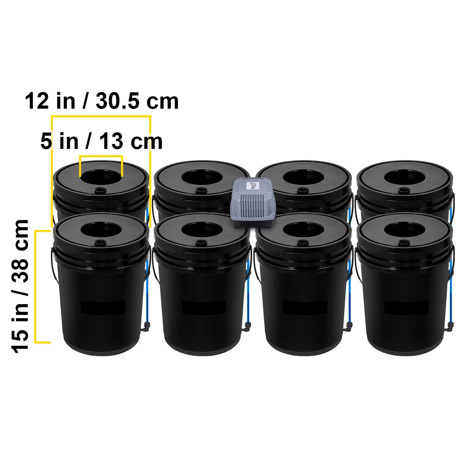 KFFKFF DWC Cultivation System, 8 Containers of 5 Gallons, Deep Water Cultivation Planting Bucket, Hydroponic Cultivation Set with Pump, Air Stone and Water Measurement Tool - Image 3