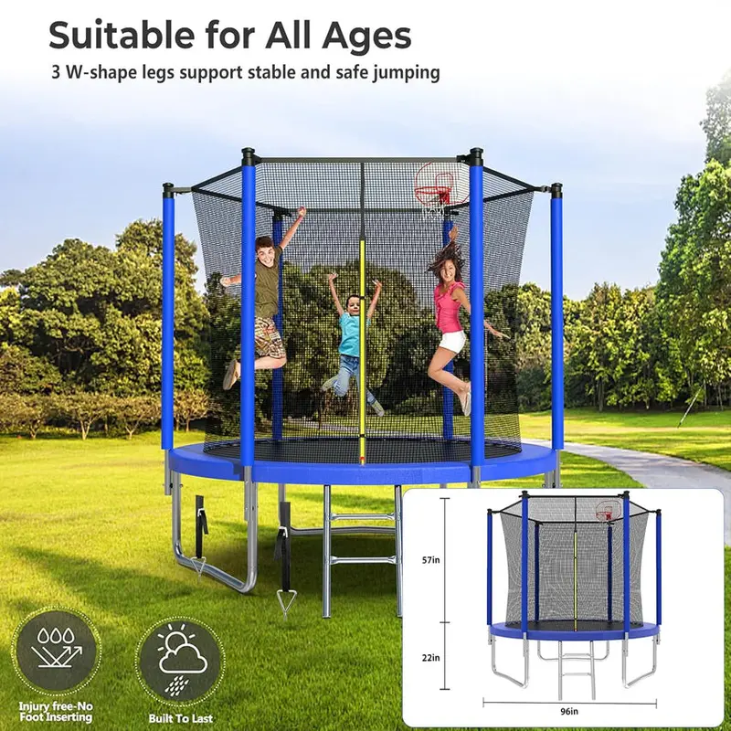 Trampoline With Enclosure Net And Adjustable Basketball Hoop - 8ft, 10ft, 12ft, 14ft, 15ft, 16ft - Image 29 Trampoline With Enclosure Net And Adjustable Basketball Hoop - 8ft, 10ft, 12ft, 14ft, 15ft, 16ft - Image 29