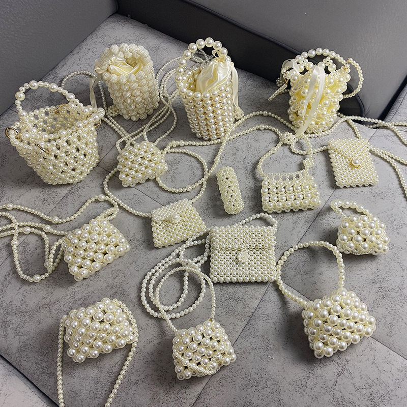 2023 Summer Pearl Bag for Women, Internet Celebrity Small Crossbody Bag, Versatile Mini Vintage Handmade Woven Ins Pearl Bag