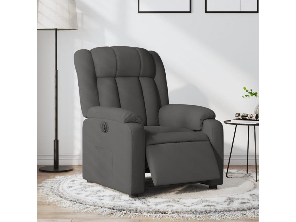 Sillón reclinable eléctrico de tela gris oscuro