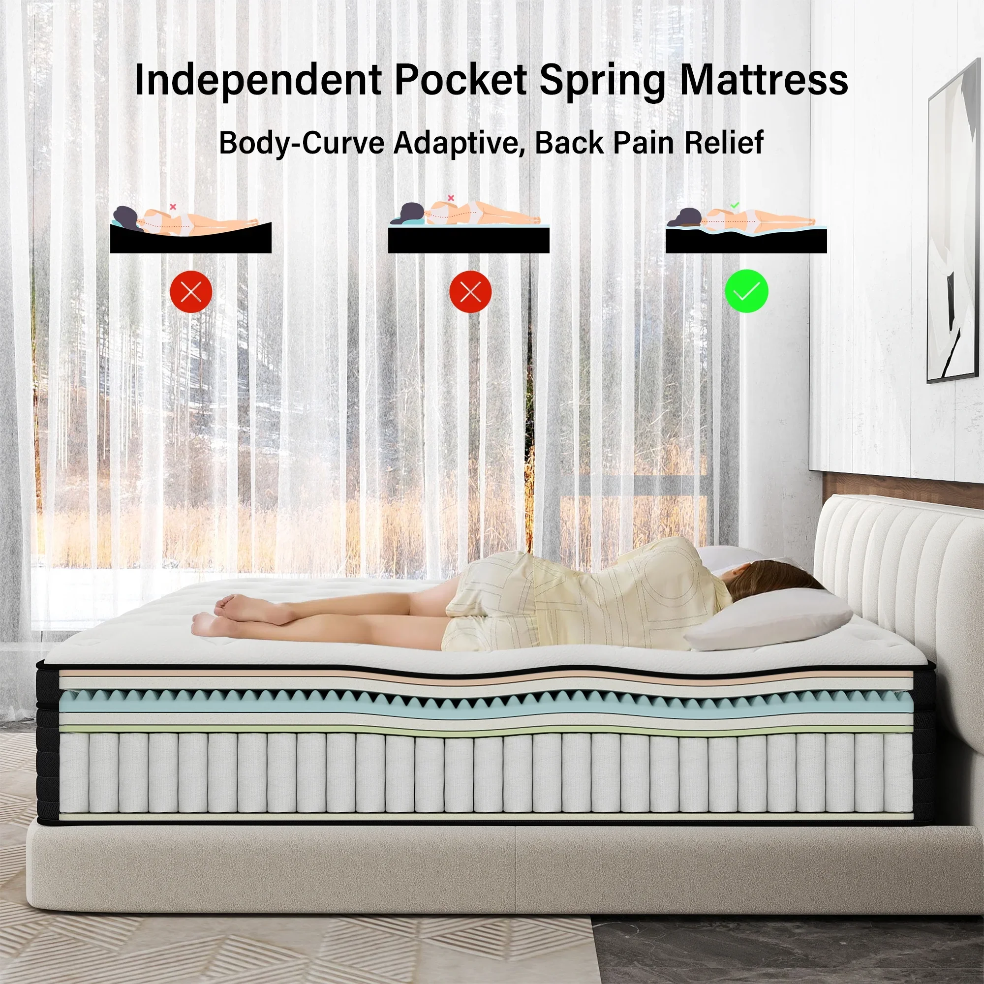 CICIMLU 12 inch Queen Mattress,Gel Memory Foam & Spring Hybrid Medium Comfort Mattress in a Box,CertiPUR-US
