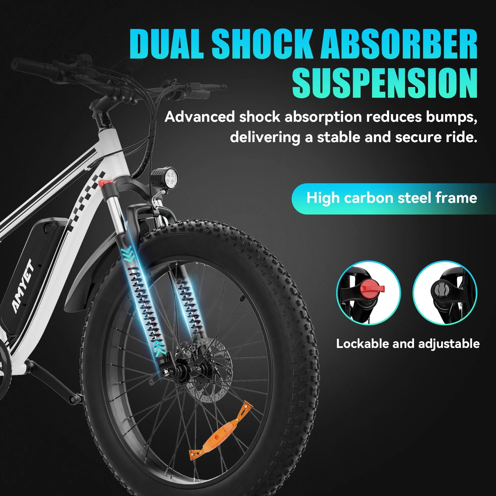 AMYET 26 x 4 Fat Tire Electric Mountain Bike, 48V 15Ah, 7-Speed - EB26 - Image 36 AMYET 26 x 4 Fat Tire Electric Mountain Bike, 48V 15Ah, 7-Speed - EB26 - Image 36