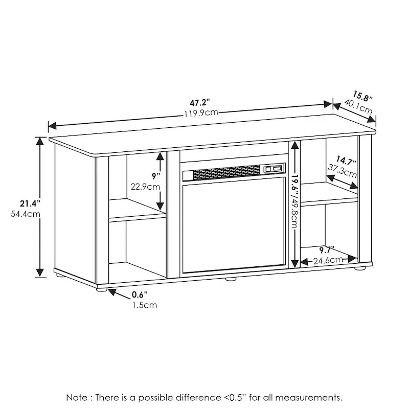 Furinno Jensen Fireplace TV Stand