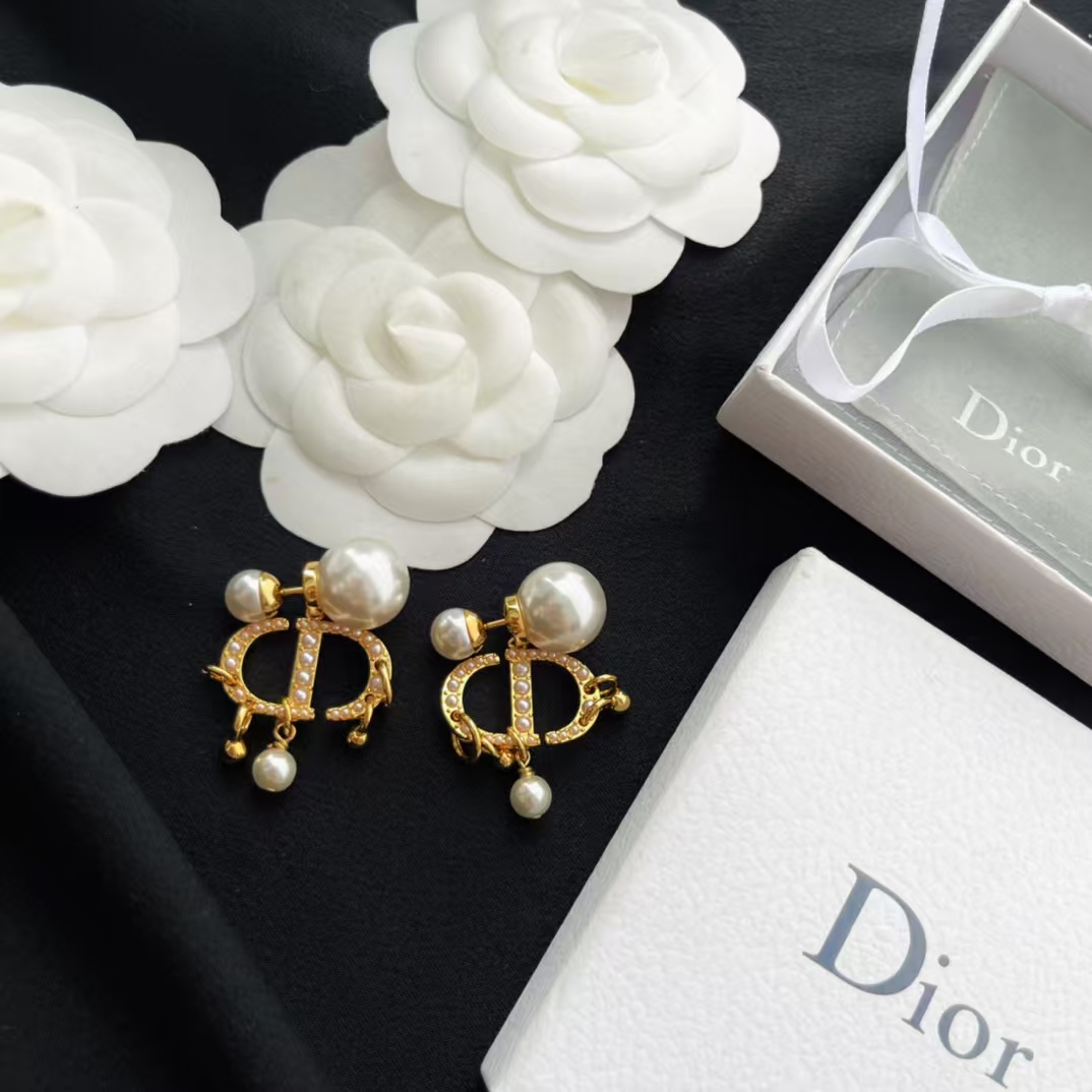 Dior Baroque CD Paved Pearl Earrings - Original Replica Club