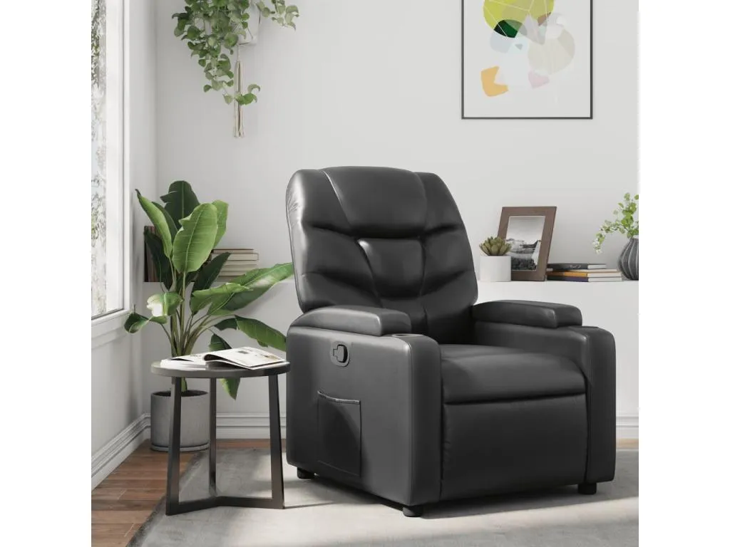Sillón reclinable de cuero sintético negro