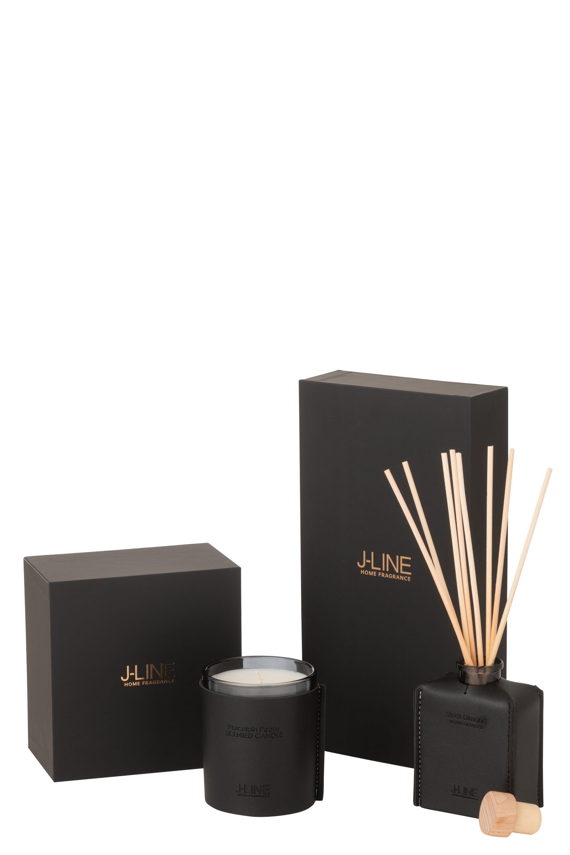 J-Line geurolie + stokjes - Black Diamond - leder - zwart - 100ml