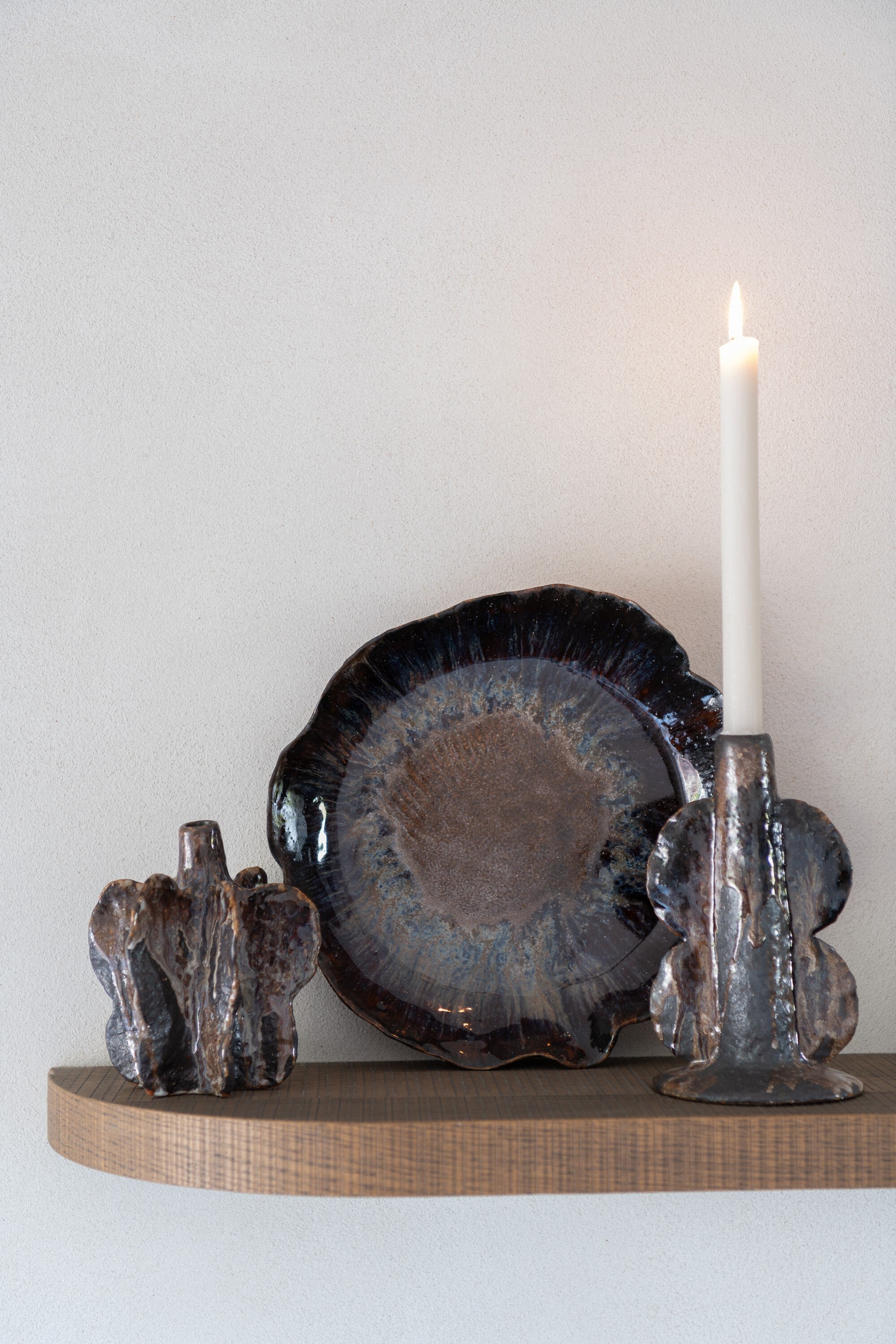 J-Line vaas Naga - keramiek - zwart bruin - small - 20 cm ho