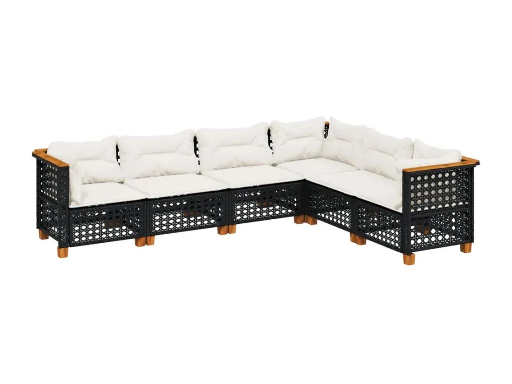 Set de sofás de jardín 6 piezas y cojines ratán sintético negro 49257ehdg