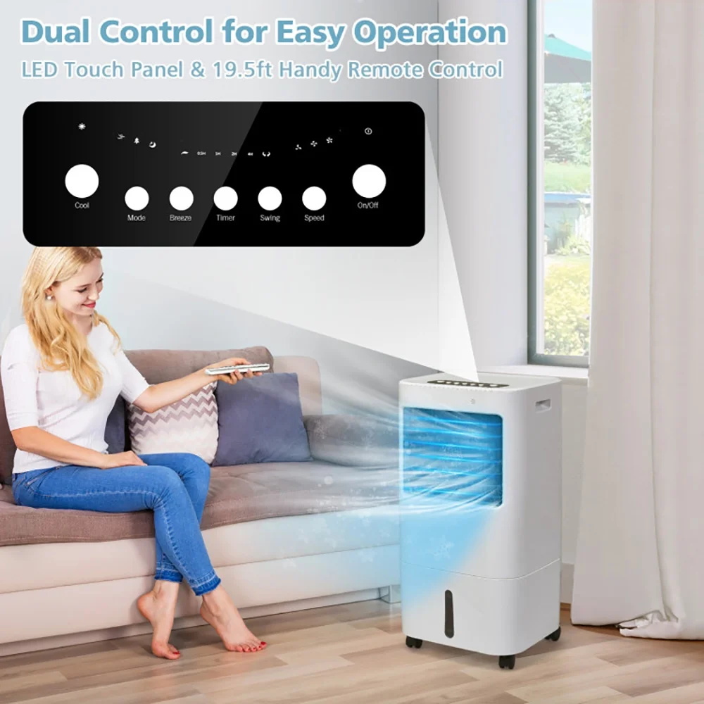 Spaco Evaporative Portable Air Cooler Fan w/ Remote Control, Air Conditioners, Mist Cooling Fan, Portable Ac Units for Rooms, Bedroom, Office, White - Image 7