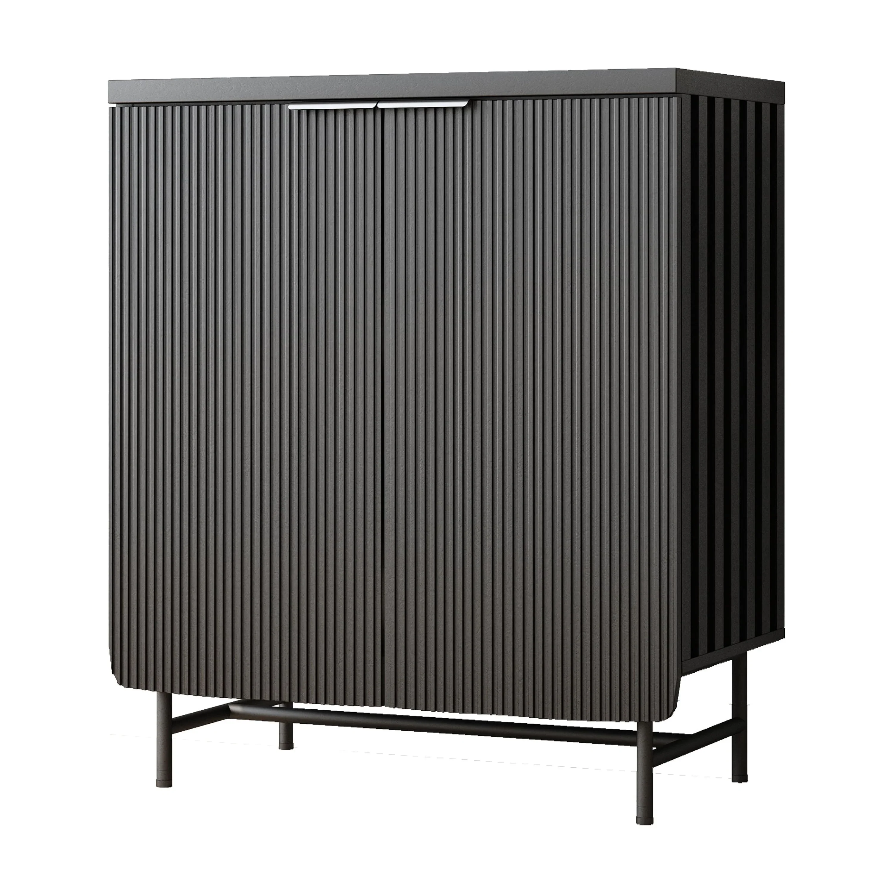 Vivvoo 30" Wood Nightstand Fluted Door Accent Cabinet