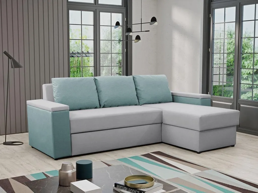 Sofá rinconero Homepleno 149 Turquesa Función de descanso Caja de ropa de cama 246cm ayxs40791